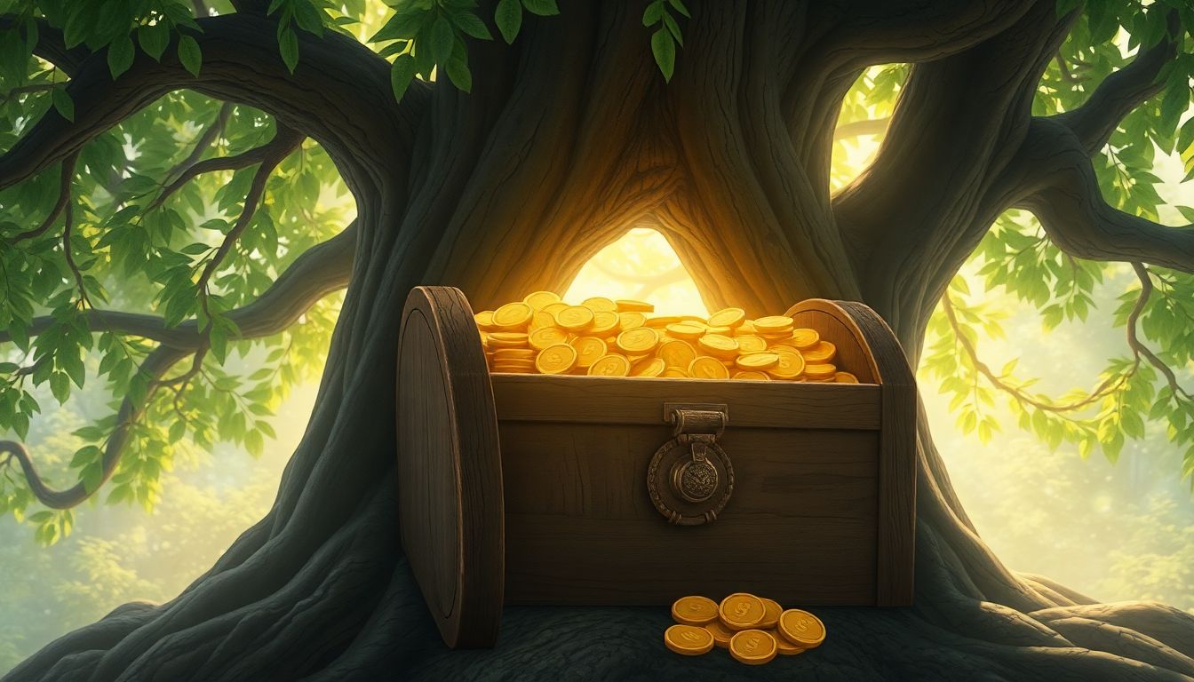 현금 없는 사회 속에서도 결제 수단을 넘어 가치 저장의 수단으로 피난한 현금의 역설적 증가를 상징하는 황금 금고 일러스트