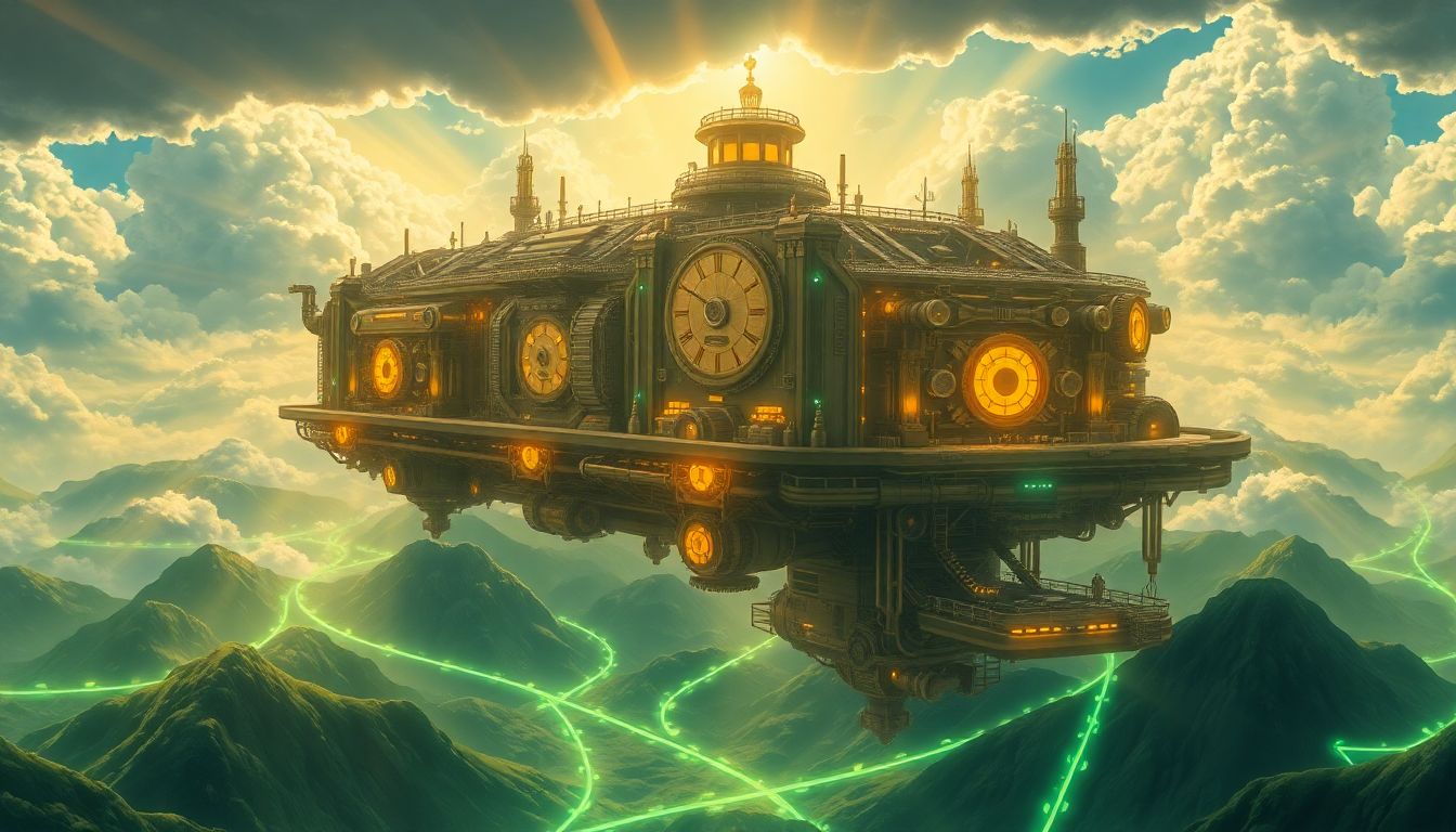 [2026 AI 투자 전망] 거대 자본이 구축하는 압도적 스케일의 AI 인프라 장벽과 차세대 에너지 전력망의 패러다임 전환을 상징하는 극장판 애니메이션 스타일의 일러스트레이션