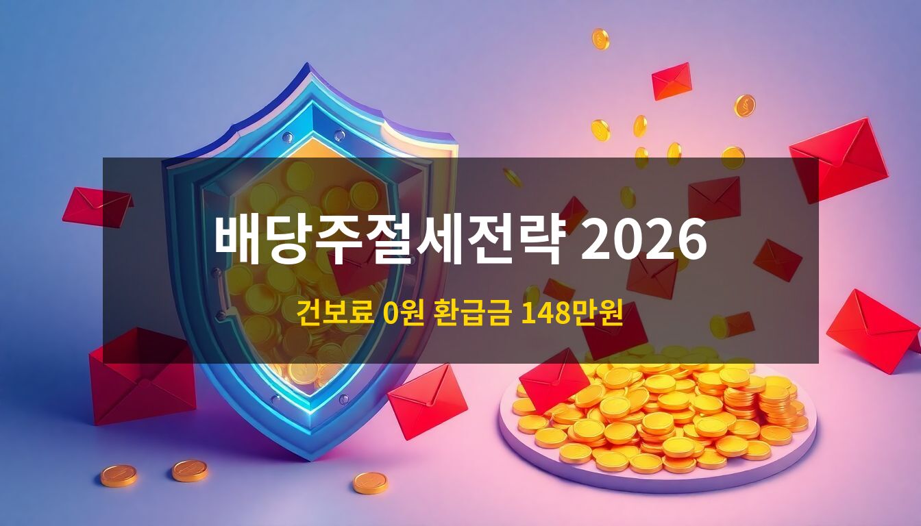 배당주절세전략: 쏟아지는 빨간색 세금 고지서와 건보료 폭탄을 푸른색 방패가 완벽하게 방어하며 황금색 배당금을 지켜내는 모습을 형상화한 고급 3D 아이소메트릭 금융 일러스트