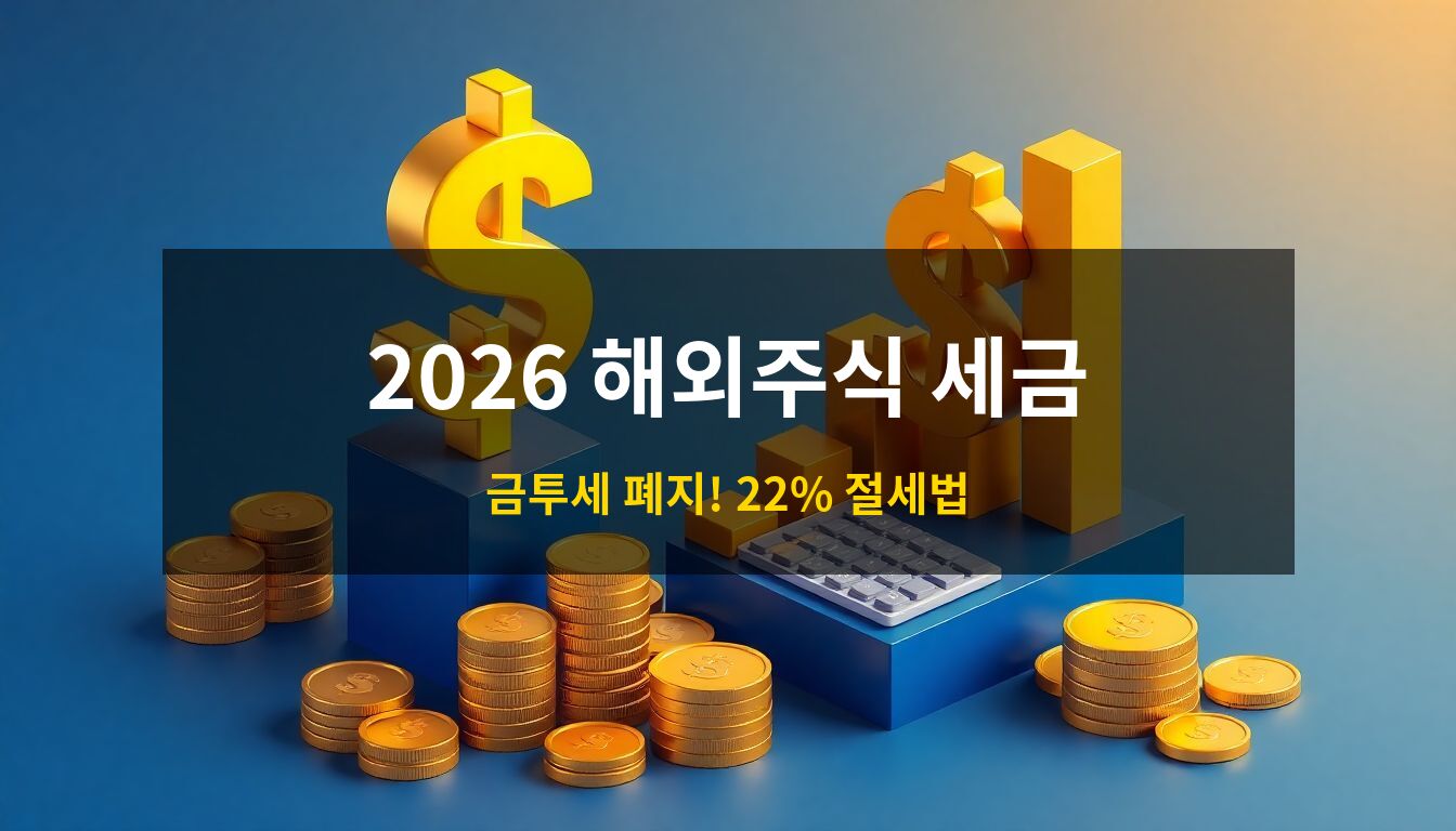 해외주식양도소득세: 우상향하는 주식 그래프와 황금빛 달러 기호, 계산기가 조화를 이룬 3D 아이소메트릭 일러스트로 2026년 절세 전략과 세무 가이드를 상징함