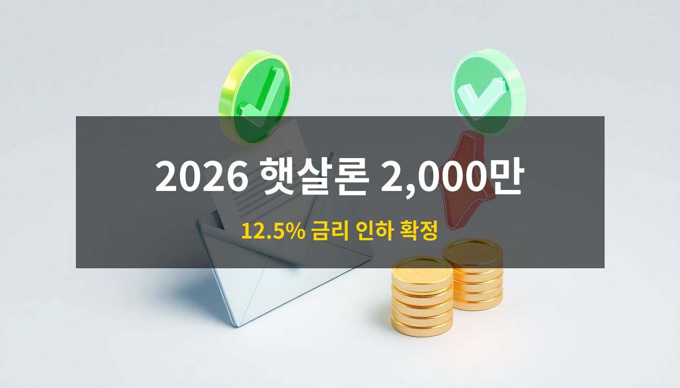 햇살론특례보증자격: 금리 인하를 상징하는 하향 화살표와 대출 승인을 의미하는 초록색 체크 표시, 두툼한 서류 봉투가 어우러져 금융 지원 혜택을 시각화한 고급스러운 3D 아이소메트릭 일러스트