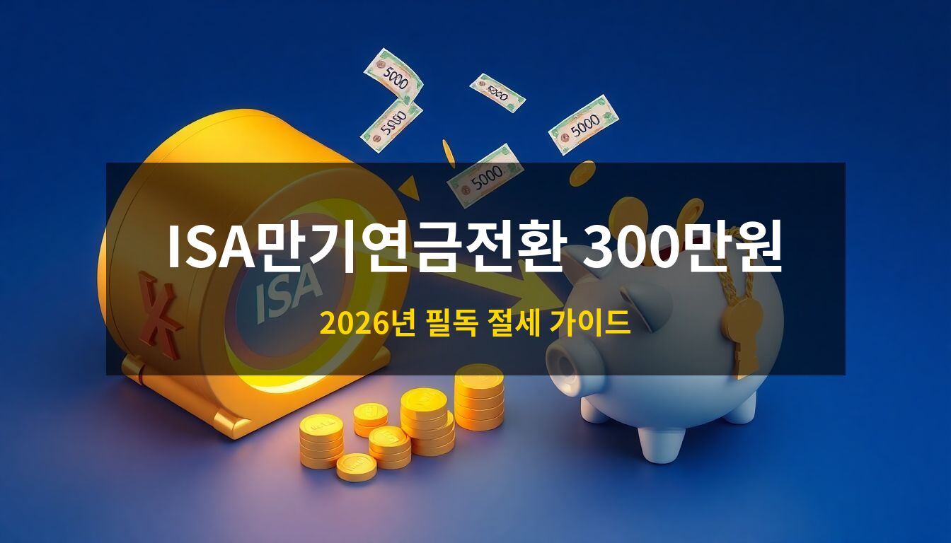 ISA만기연금전환: ISA 계좌의 자산이 연금 계좌로 안전하게 이동하는 과정을 황금 금고와 화살표, 황금 열쇠로 형상화한 고품격 3D 아이소메트릭 금융 테마 이미지