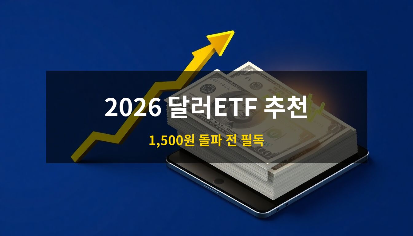 달러ETF추천: 상승하는 3D 골드 그래프와 미국 달러 지폐 뭉치, 금융 차트가 표시된 태블릿이 어우러진 환차익 투자 컨셉의 프리미엄 3D 일러스트