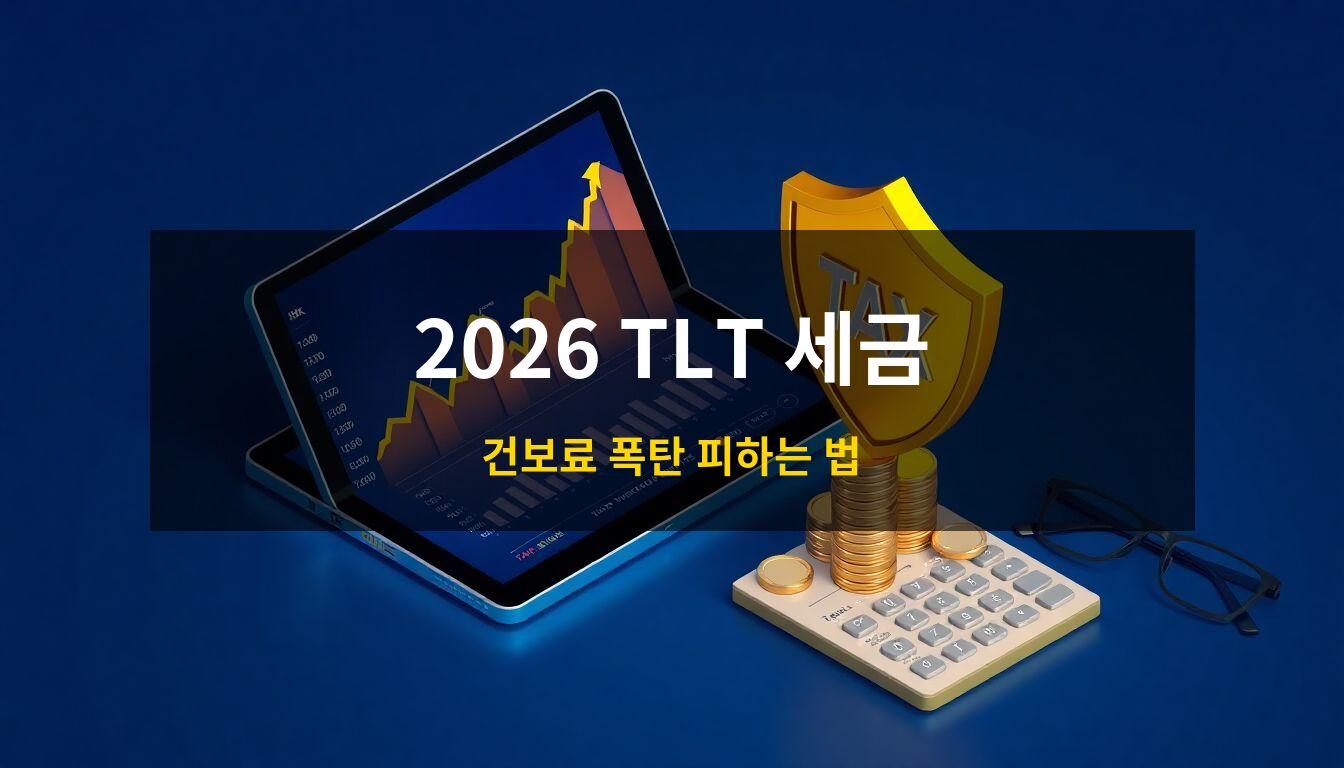 2026 TLT 세금: 수익이 상승하는 금융 차트와 자산 보호를 상징하는 황금 방패, 계산기 등이 배치된 전문적인 3D 아이소메트릭 세무 분석 테마 이미지
