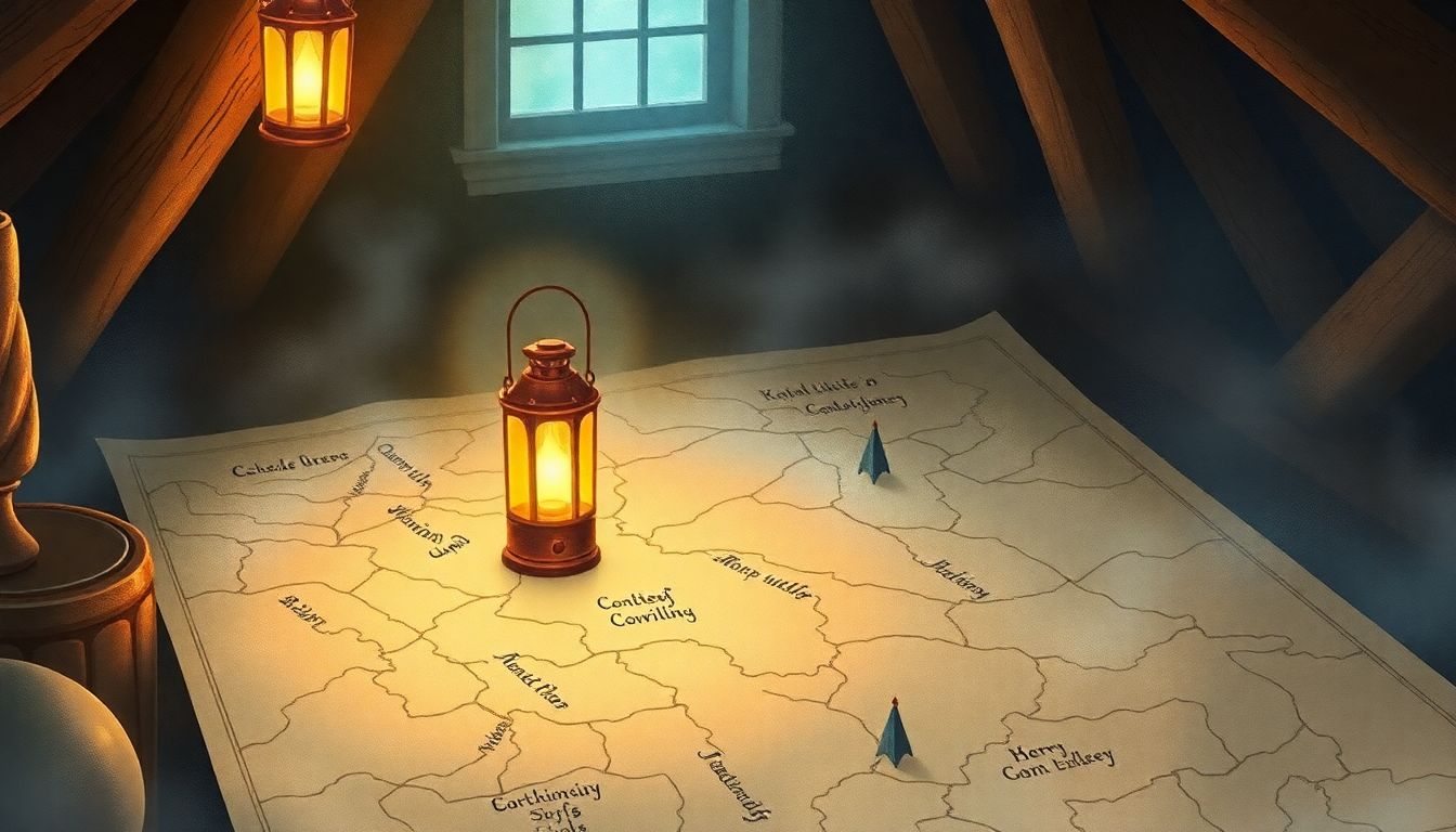 급여 계약 함정 : 사장님과 근로자가 주의해야 할 항목을 안내하는 마법 지도와 랜턴 일러스트