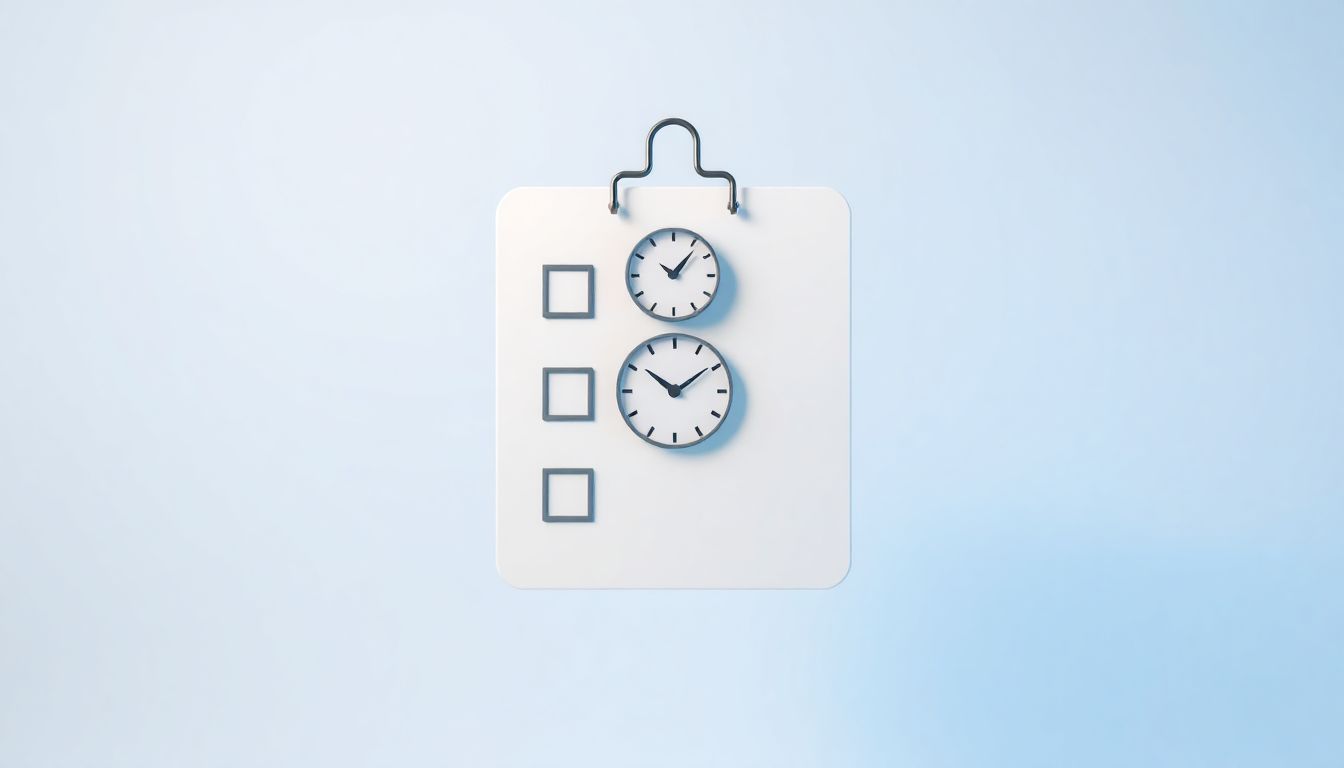 [환급금 조회] 체크리스트와 알람 시계, 전구 아이콘을 통해 즉시 확인이 필요한 주요 사항들을 강조한 세련된 3D 테크 그래픽