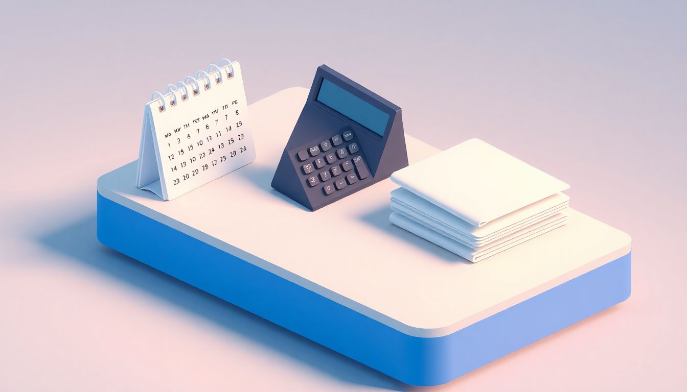 [2026 TLT 세금] 5월 해외주식 양도소득세 확정신고 기간 및 서류 제출 가이드 - 달력과 계산기 및 서류 뭉치