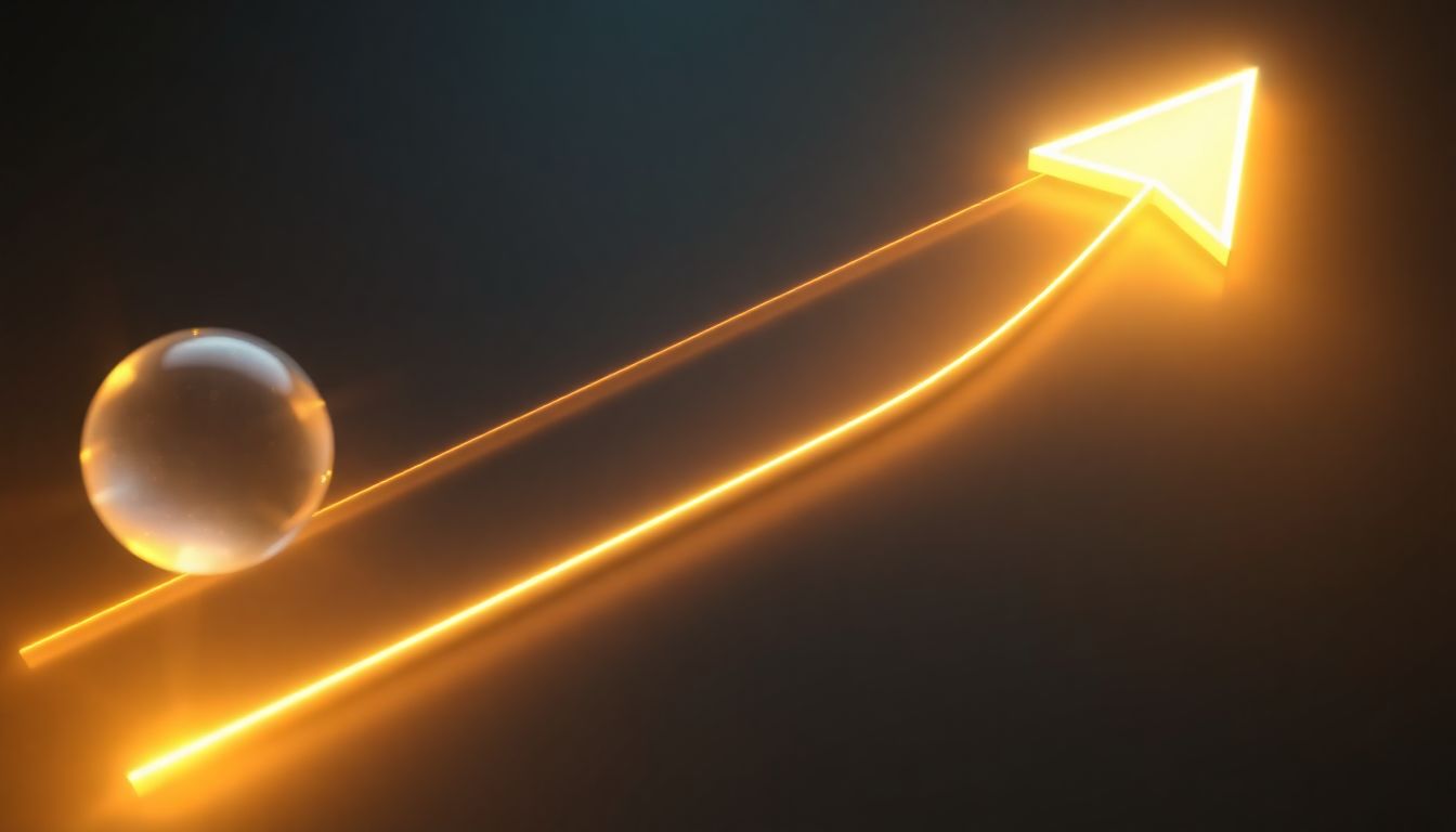 [2026 알뜰폰 무제한] 요금제 전환을 통한 통신 서비스 품질 향상과 미래 가치 - 상승하는 화살표와 빛의 흐름