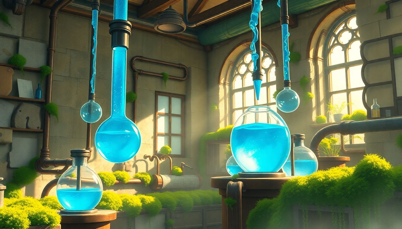 액침냉각 : 공기보다 효율적인 특수 냉매 유체를 통해 열전도율을 혁신적으로 높이는 냉각 원리 일러스트