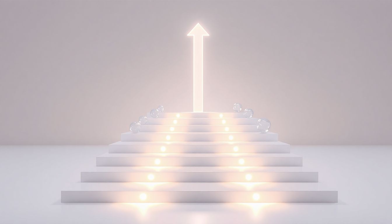 [2026 청년월세지원 신청방법] 즉시 실행해야 할 단계별 신청 로드맵과 성공적인 접수 전략 - 상승하는 화살표와 계단형 구조물