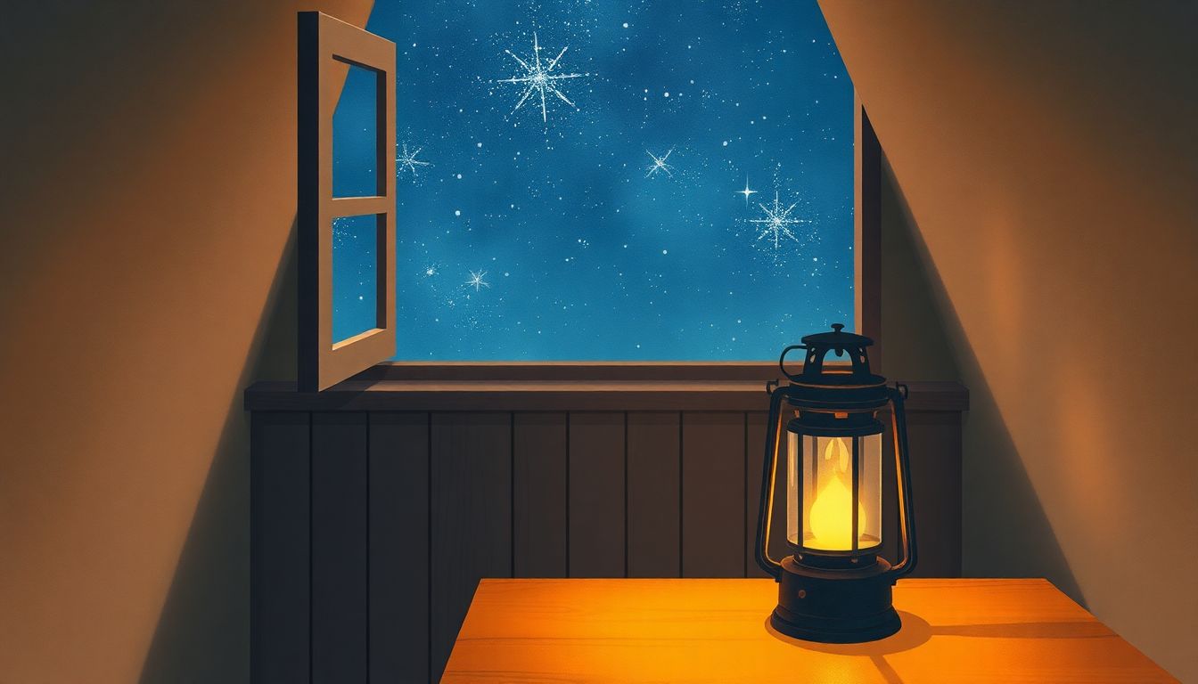 생애주기 자산배분 : 심리적 안정과 절세 최적화를 통해 완성하는 평온한 밤의 포트폴리오를 상징하는 랜턴 일러스트