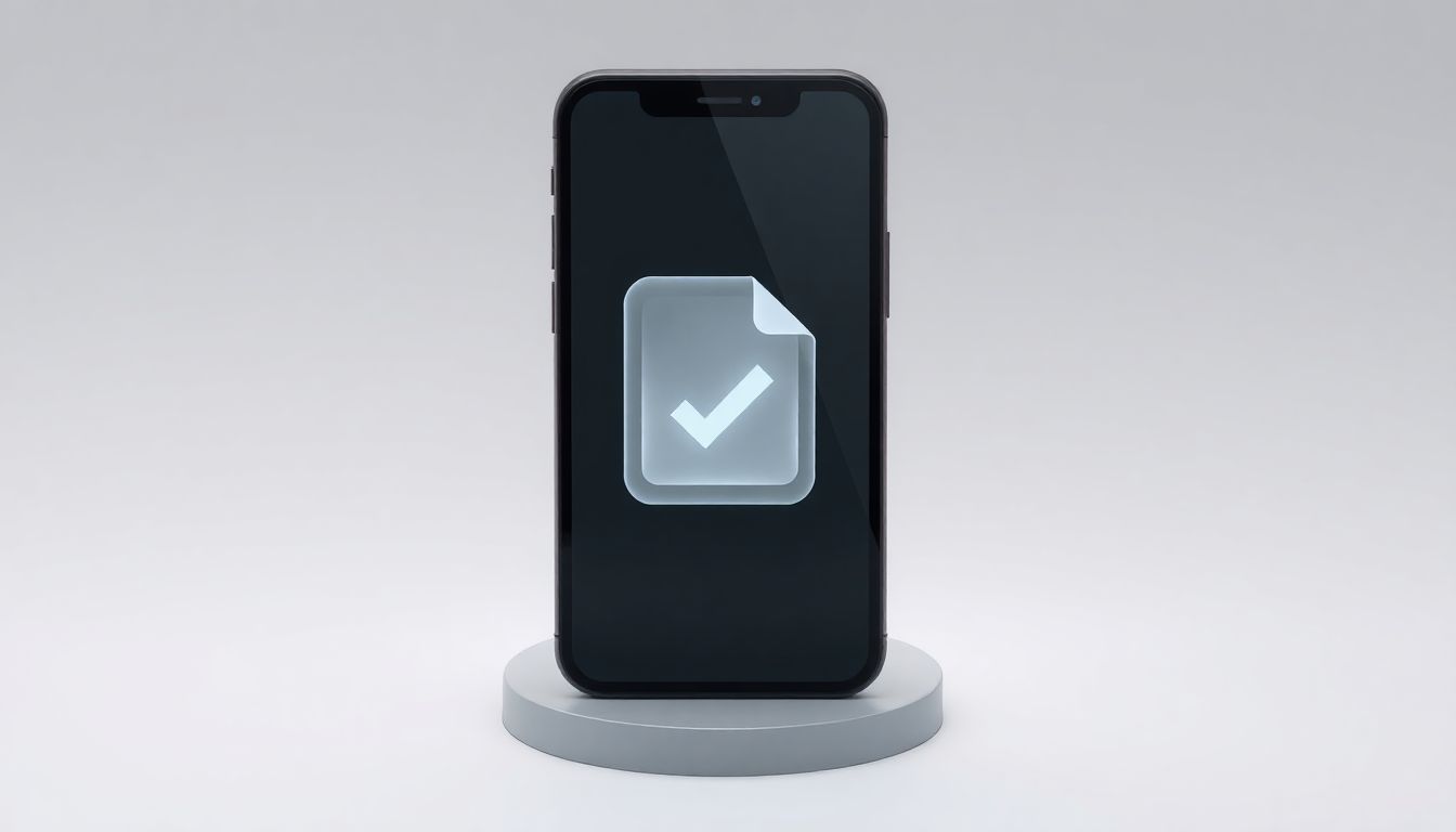 [무주택확인서 등록] 스마트폰 앱을 활용한 무주택 증명 서류의 간편하고 신속한 모바일 등록 절차 - 스마트폰과 체크 표시 문서