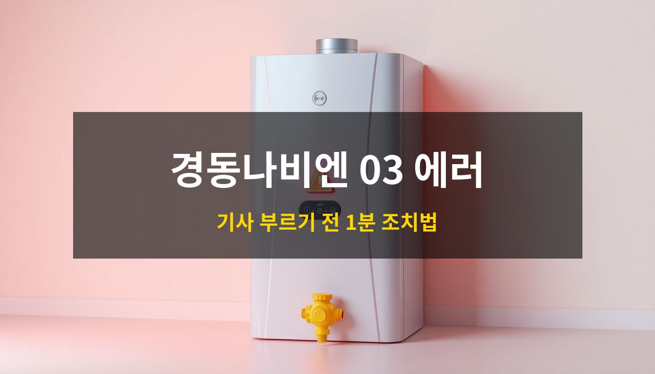 경동나비엔점화불량: 빨간색 경고 표시가 뜬 현대적인 보일러와 노란색 가스 밸브를 입체적으로 표현하여 자가 점검 및 수리 상황을 시각화한 3D 아이소메트릭 일러스트