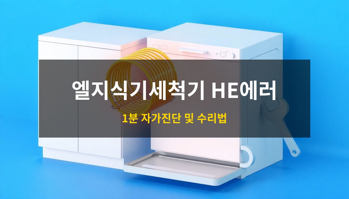 엘지식기세척기히터고장수리: 현대적인 디자인의 식기세척기와 내부 가열 코일 부품, 수리용 렌치 아이콘이 조화를 이루는 전문적인 3D 아이소메트릭 일러스트