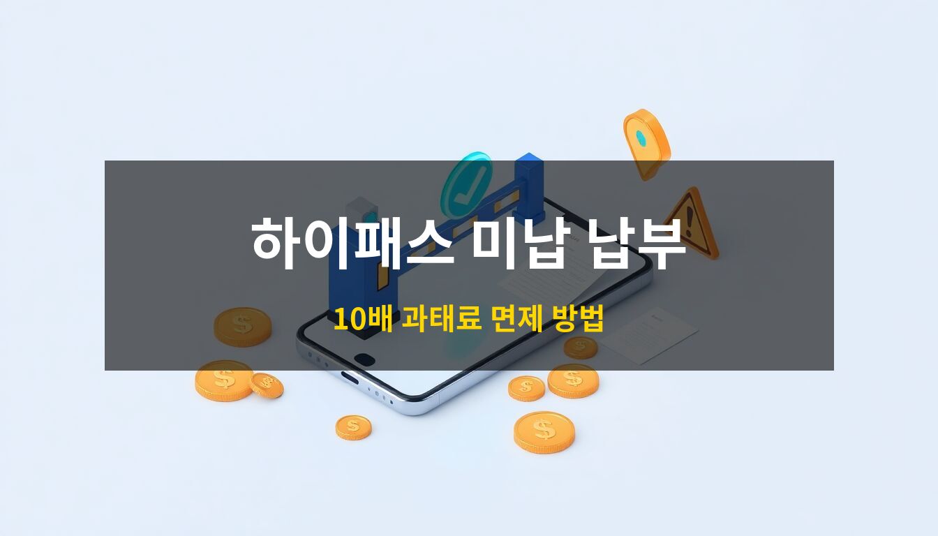 하이패스 미납 요금 납부: 스마트폰 화면의 결제 완료 아이콘과 고속도로 톨게이트 모형, 경고 방패 아이콘이 조화를 이룬 세련된 3D 아이소메트릭 일러스트 이미지
