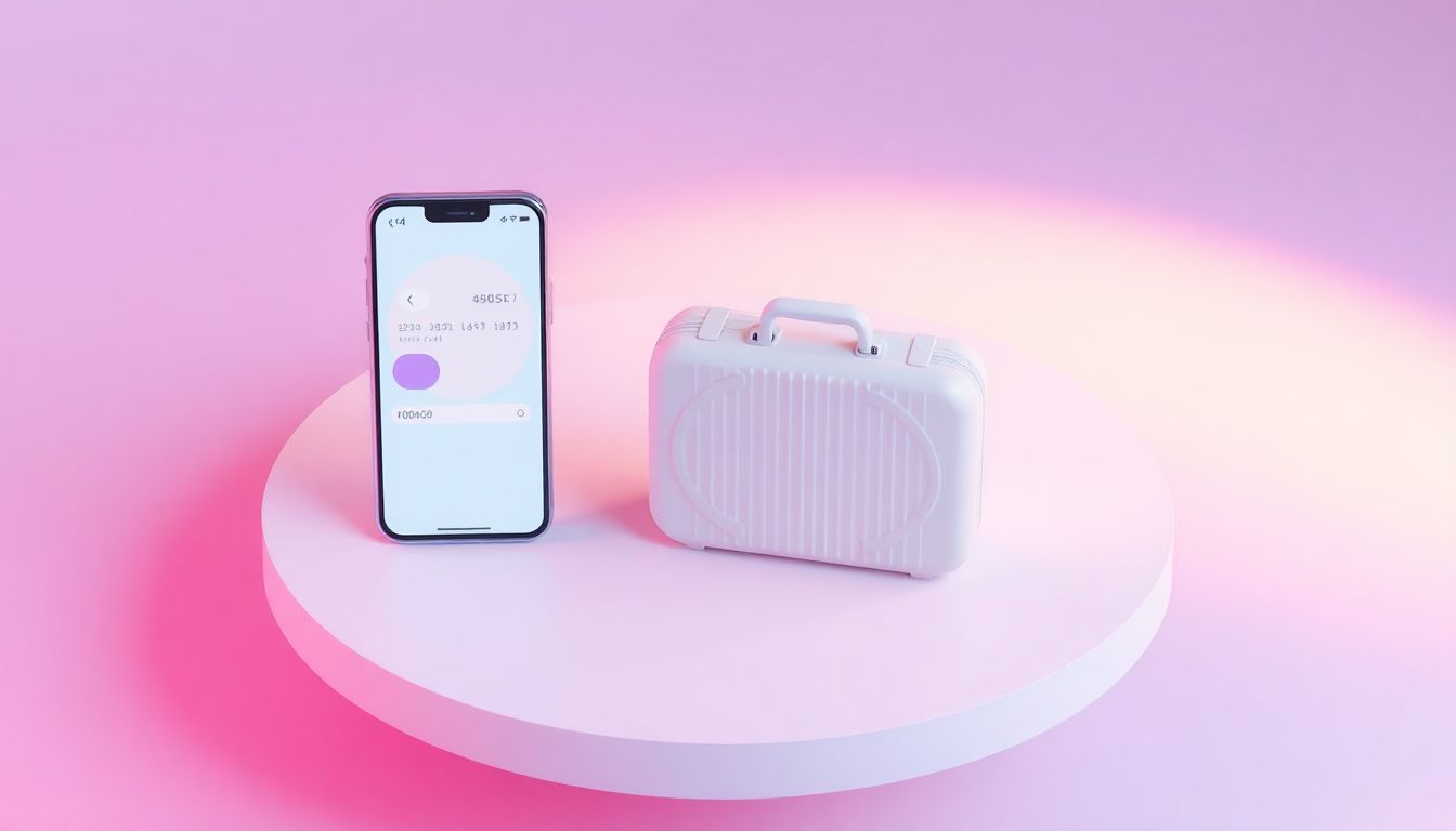 [2026해외여행카드비교] 해외 현지 결제 및 ATM 출금 등 카드별 100% 실전 활용 매뉴얼 - 스마트폰과 여행용 캐리어가 놓인 카드 사용 환경