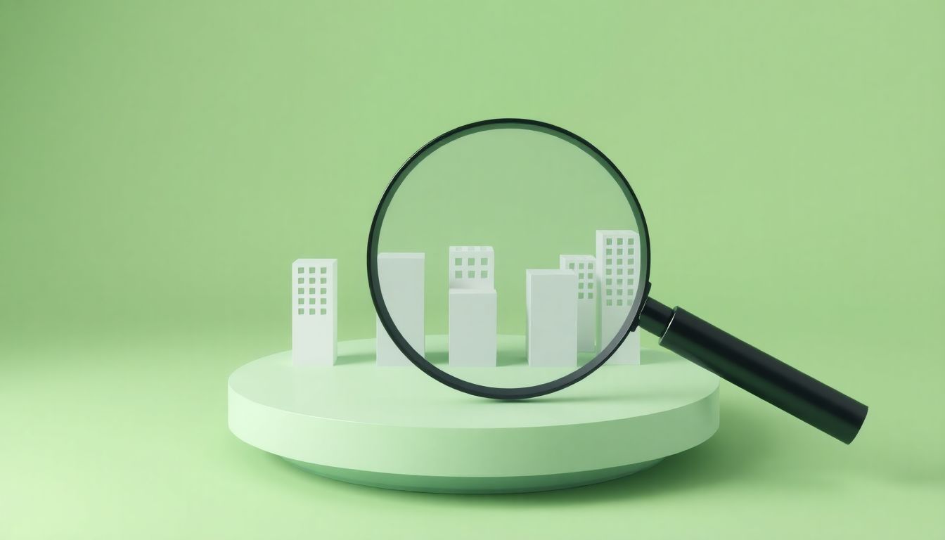 [2026 역세권 고밀개발] 가짜 호재를 걸러내고 알짜 투자처를 찾는 5단계 체크리스트 - 돋보기가 건물 모델을 정밀하게 검사하는 상황