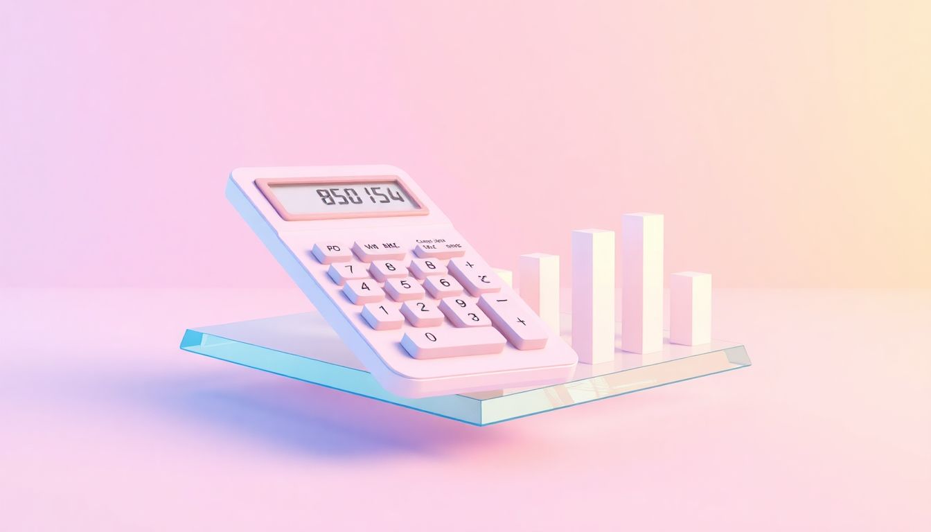 [토스뱅크 마이너스통장 연장 거절] 대출 부결 사유 분석 및 예상되는 연체 비용 모의 시뮬레이션 - 공중에 떠 있는 계산기 및 데이터 막대