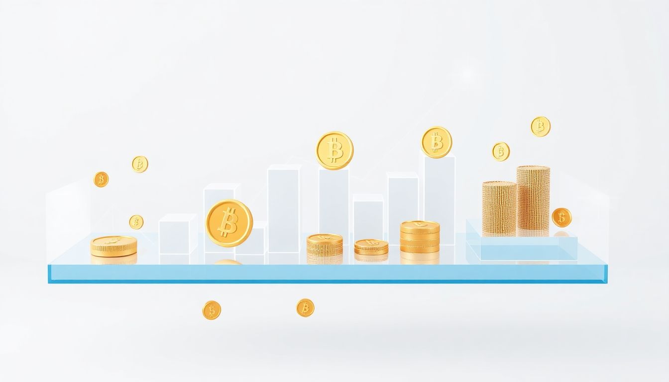 [국민취업지원제도 혜택] 생계급여와 국취제 지원금의 항목별 정밀 데이터 수치 비교 - 공중에 떠 있는 막대 그래프와 동전 상징물