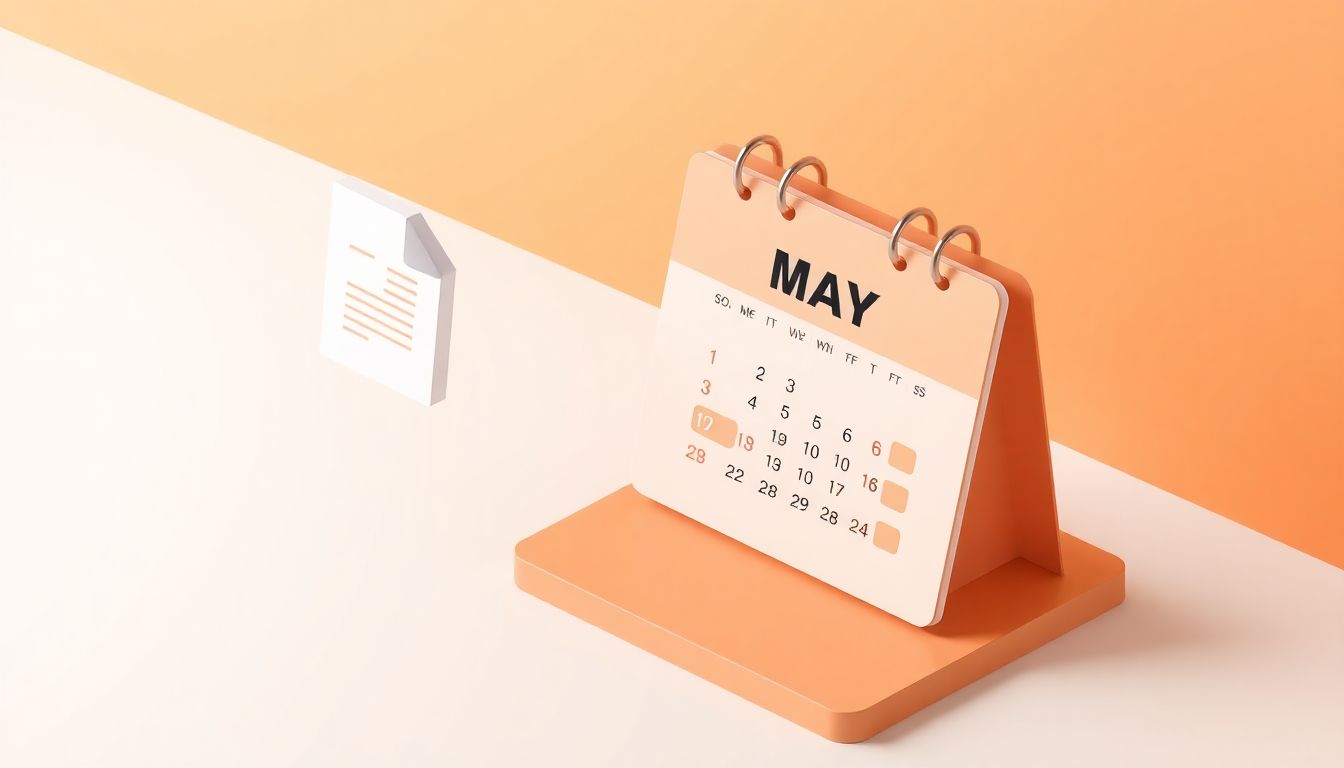 [2026 직장인 투잡 종합소득세] 5월 정기 신고 기간의 도래와 투잡 소득 정산의 필요성 - 달력과 서류가 배치된 모습