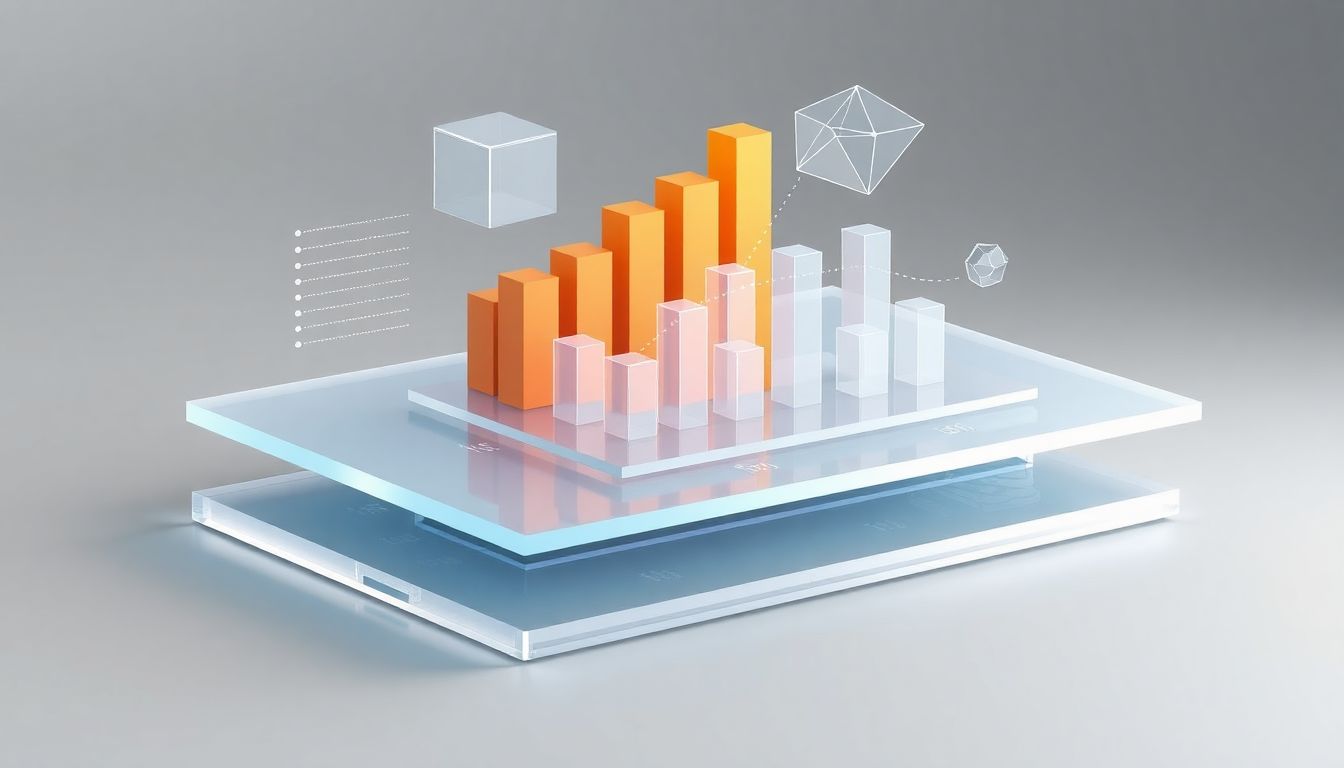 [신용점수 관리] 연체 금액과 기간에 따른 신용평가 하락 폭 분석 - 입체적인 데이터 차트와 그래프가 분해되어 보여지는 모습