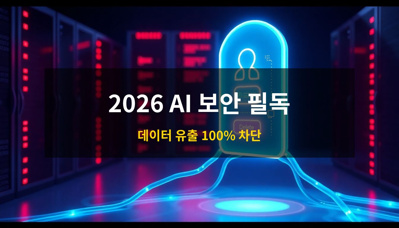 2026 인공지능 보안 전략: 홀로그램 AI 인터페이스에서 삭제된 데이터가 서버로 길게 이어지는 데이터 스트림과 붉은색 경고등을 시각화한 고해상도 3D 아이소메트릭 보안 컨셉 이미지