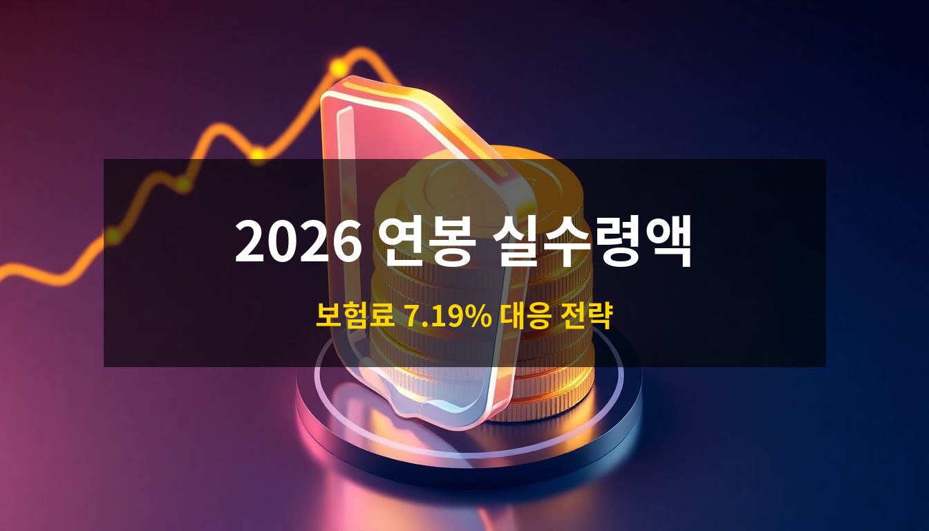 2026 연봉 실수령액: 금화 더미를 투명한 방패로 보호하는 모습과 상승하는 홀로그램 그래프를 통해 세금 인상으로부터 소득을 방어하는 개념을 시각화한 고급 3D 아이소메트릭 일러스트