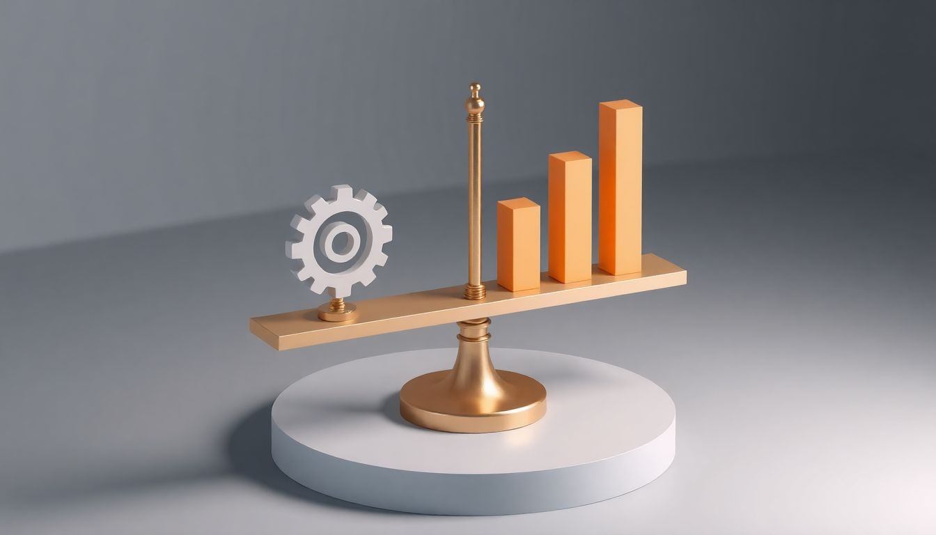 [2026인공지능슈링크플레이션 타겟 전략] 직장인의 업무 생산성 유지와 투자자의 자산 증식을 위한 균형 잡힌 전략 - 저울 위의 기어와 차트