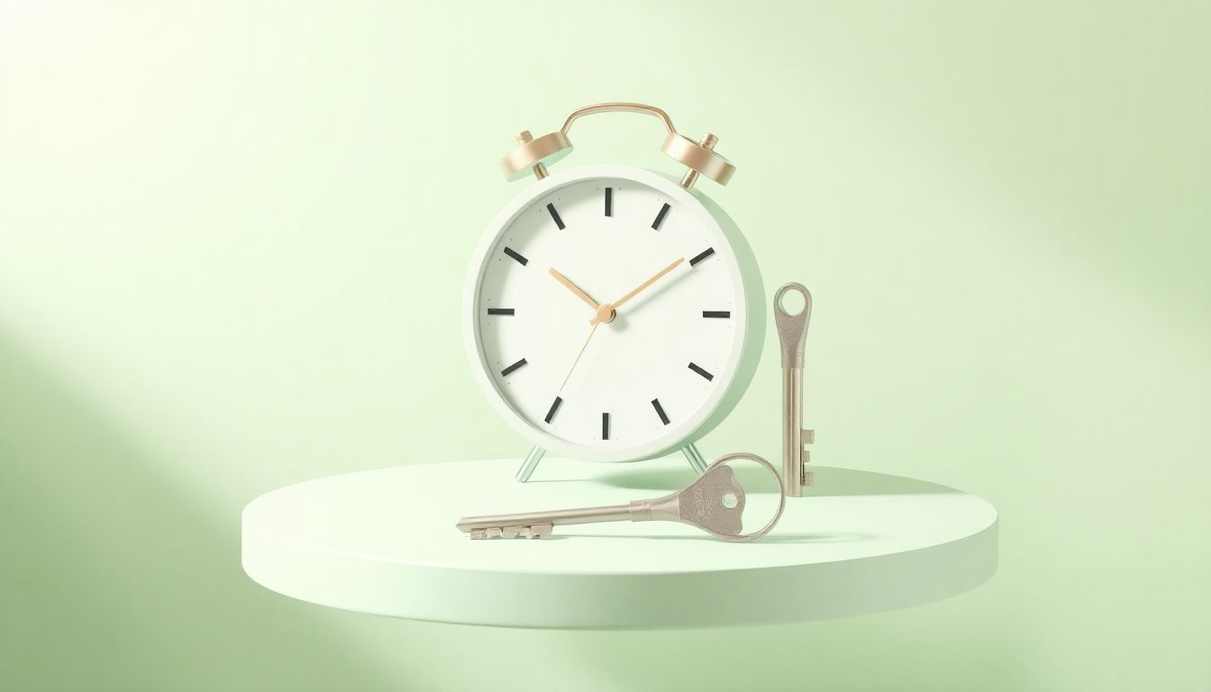 [2026서울아파트매도] 자산 손실을 방어하기 위한 최적의 아파트 매도 타이밍과 실행 매뉴얼 - 시계와 열쇠가 놓인 플랫폼