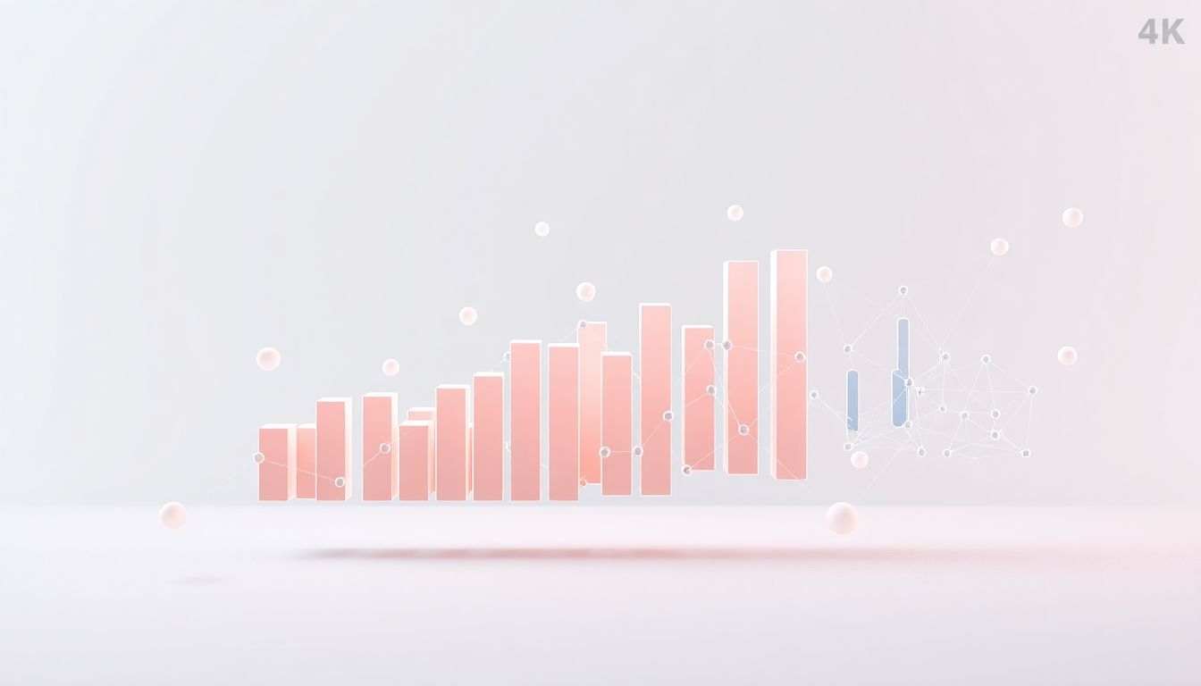 [AI 시장 데이터 분석] 통계와 수치로 증명되는 인공지능 생태계의 급격한 구조 변화 - 공중에 부유하는 투명한 데이터 막대