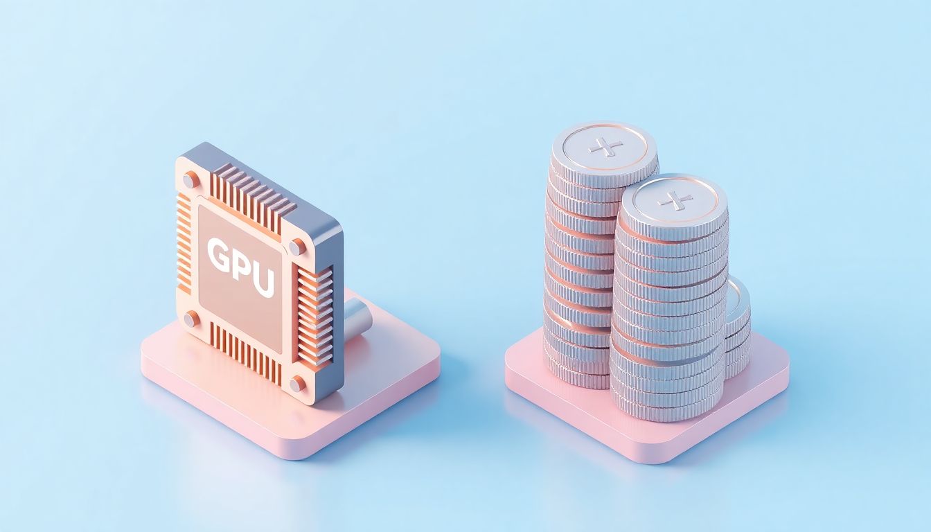 [2026 빅테크 구조조정] 인건비 예산이 인공지능 연산을 위한 GPU 인프라 투자로 전환되는 자본 흐름 - 반도체 칩과 동전이 연결된 모습