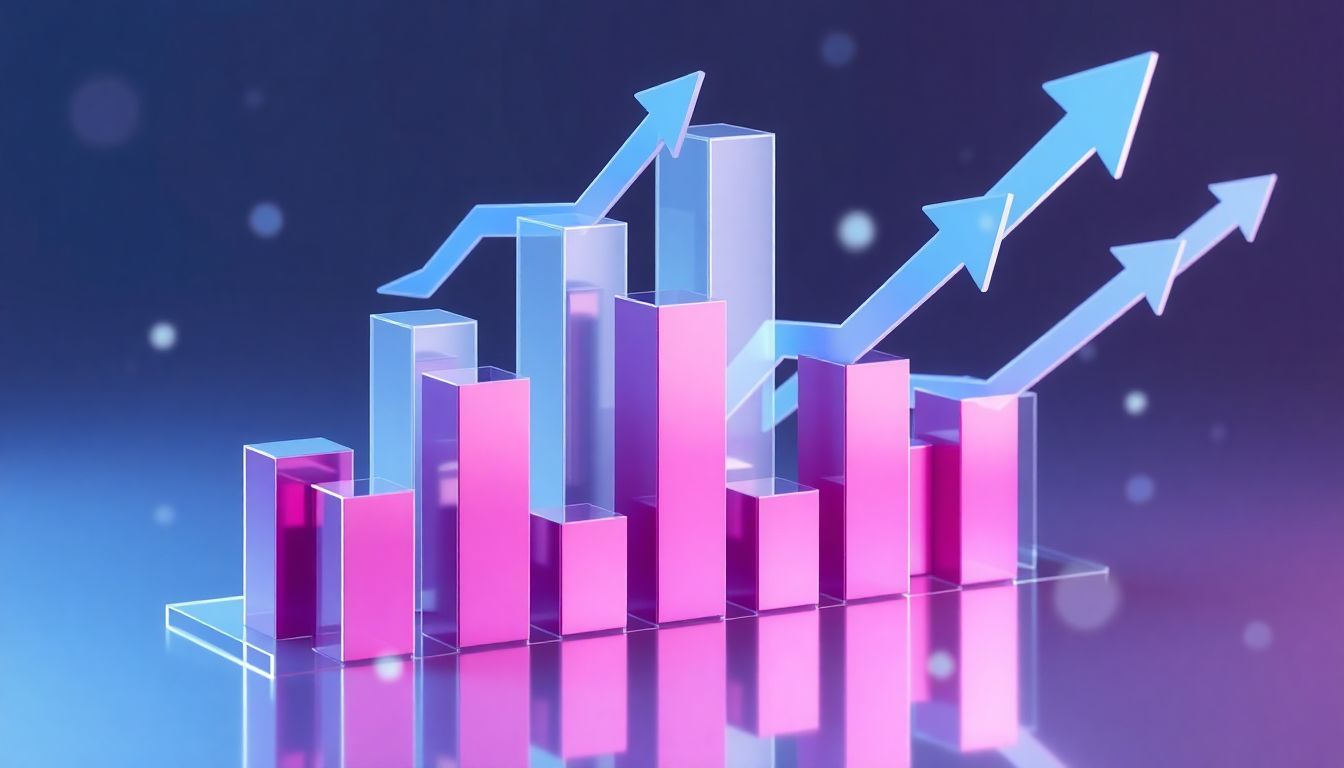 [AI 생산성 프리미엄] 닷컴 버블을 뛰어넘는 소득 양극화 통계 - 상승하는 막대 그래프와 기하학적 화살표