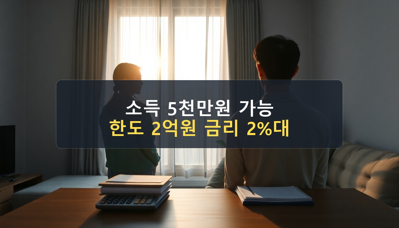 청년 전세대출 이자지원 2026 정책으로 안정된 보금자리를 마련한 신혼부부의 따뜻하고 신뢰감 있는 거실 풍경
