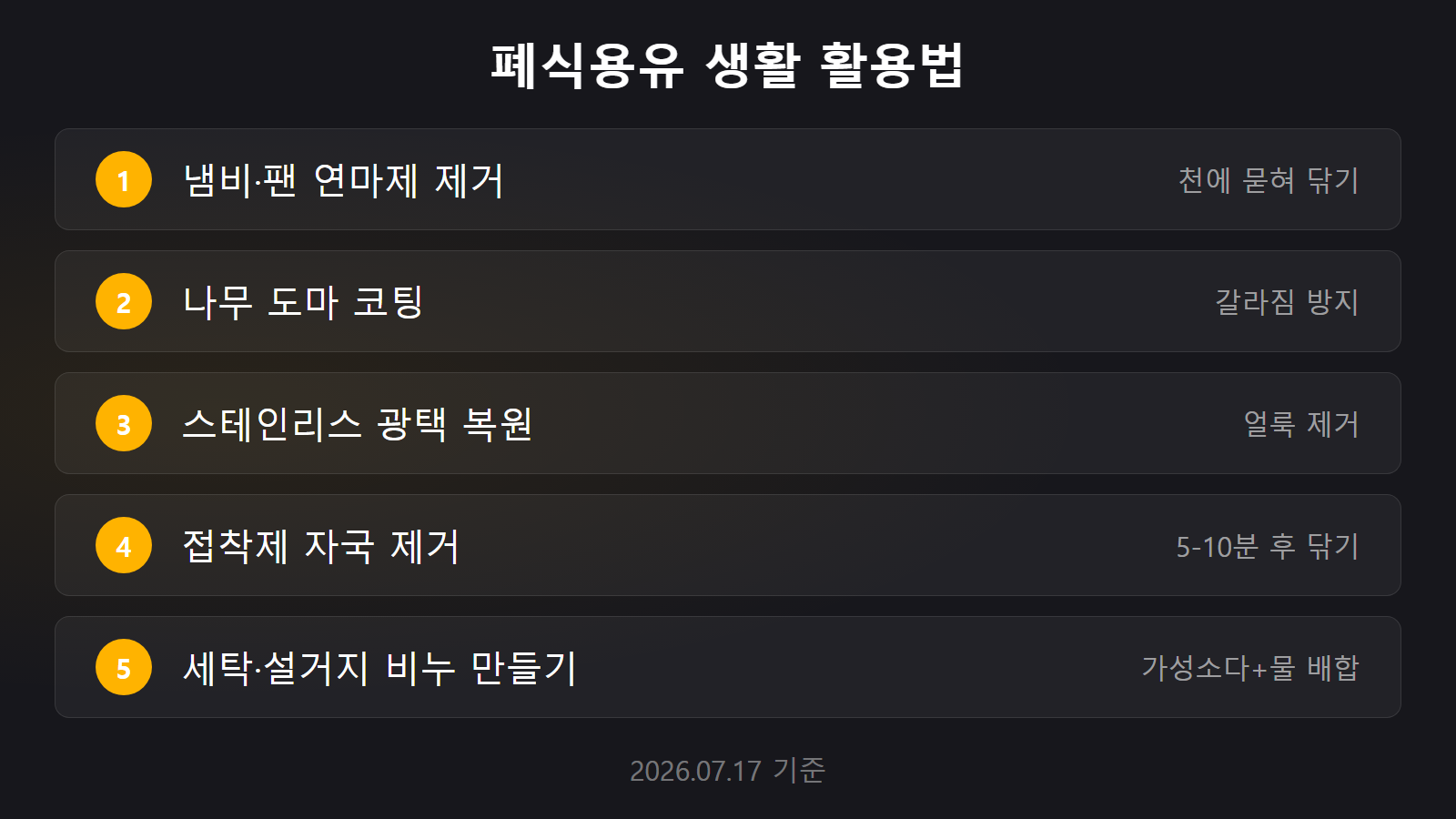 식용유 유통기한 지난 것 폐식용유 생활 활용법 체크리스트 이미지