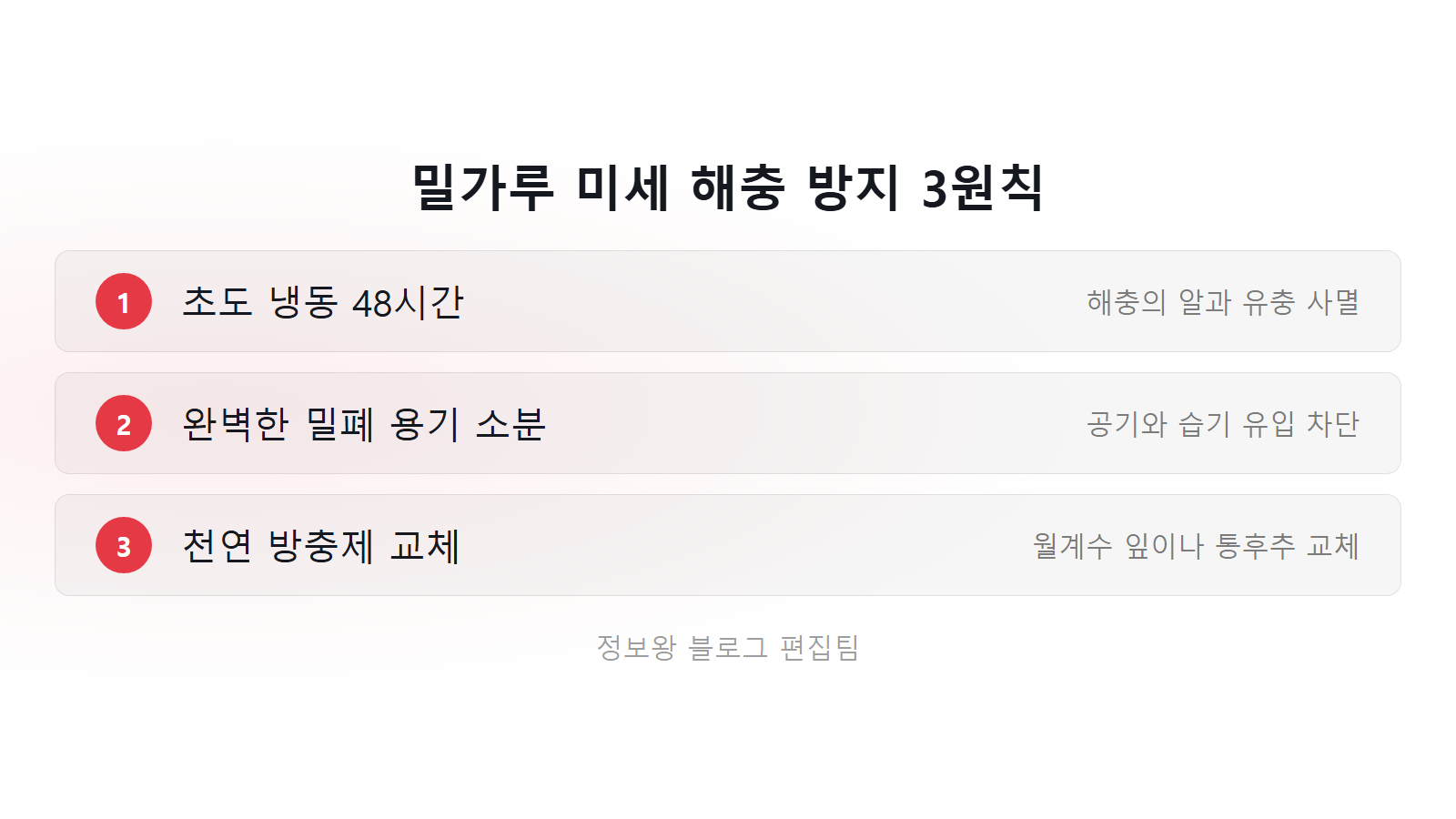 밀가루 유통기한 지난 것 해충 방지 보관 3원칙 체크리스트 이미지