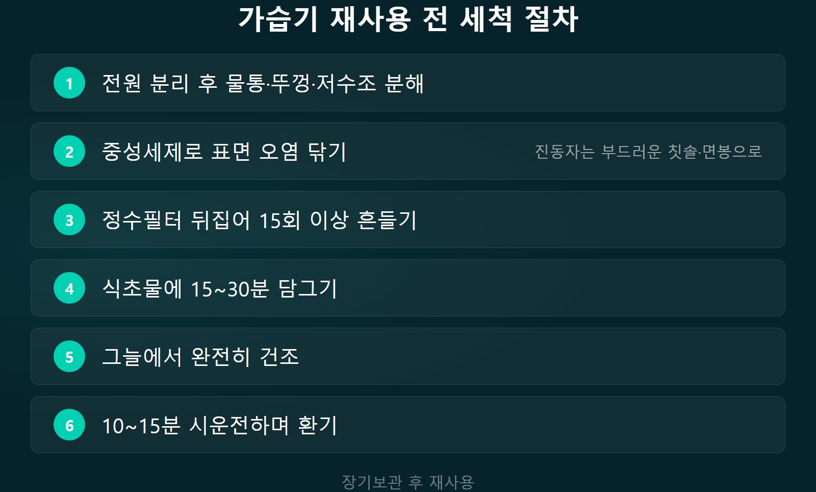 가습기 세척 방법 재사용 전 세척 절차 체크리스트 이미지
