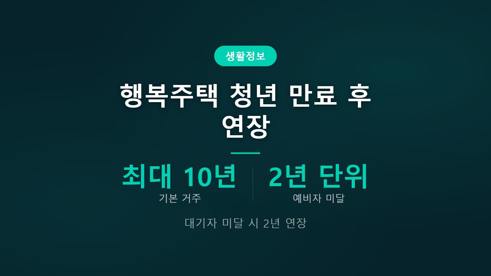 행복주택 청년 거주기간 만료 후 연장 기본 10년 확대 예비입주자 미달 2년 연장 조건 안내 이미지