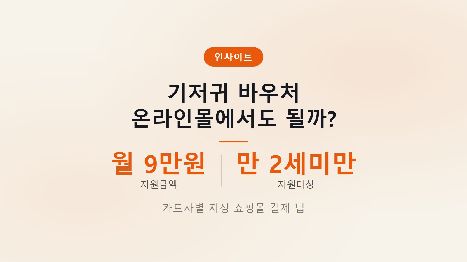 기저귀 바우처 온라인몰 사용 가능 월 9만원 지원 카드사별 쇼핑몰 혜택 정리 이미지
