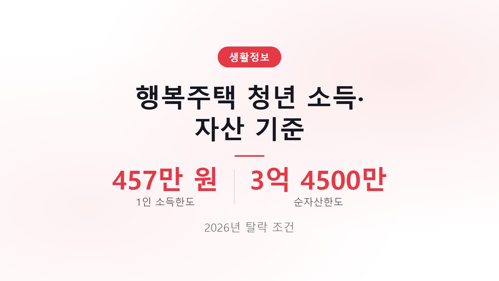 행복주택 청년 소득기준 자산기준 2026 3억 4500만 원 청년 조건 이미지