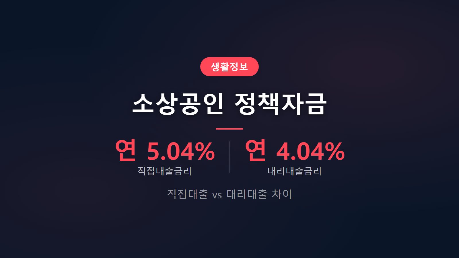 소상공인 정책자금 직접대출 대리대출 차이 비교 이미지