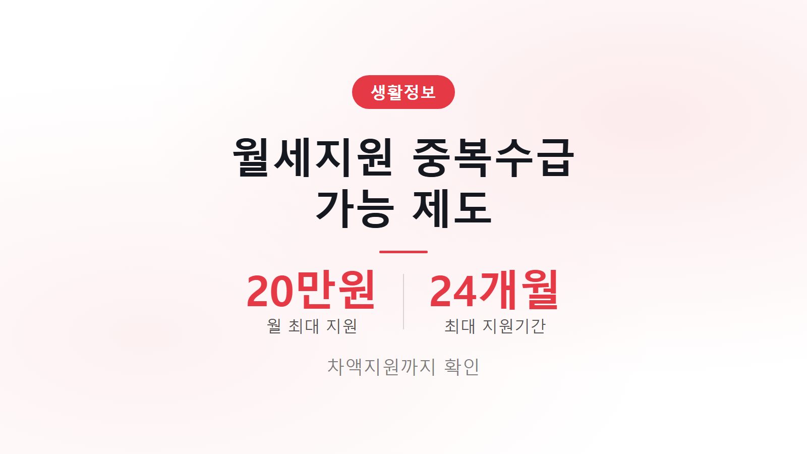 청년 월세 지원 중복수급 가능 제도 월 20만원 신청조건 이미지