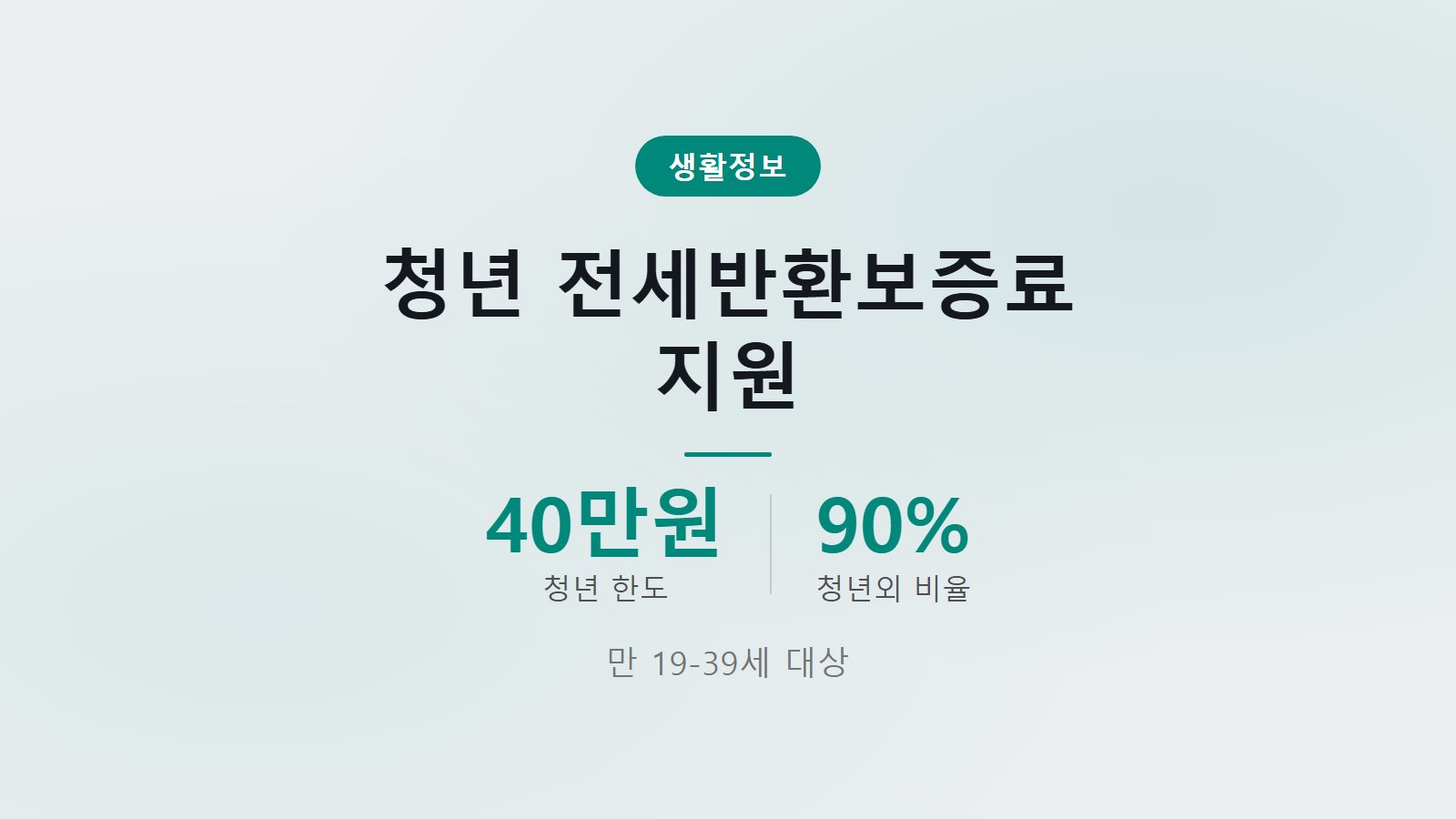 청년 전세보증금 반환보증 보증료 지원 최대 40만원 신청 조건 안내 이미지