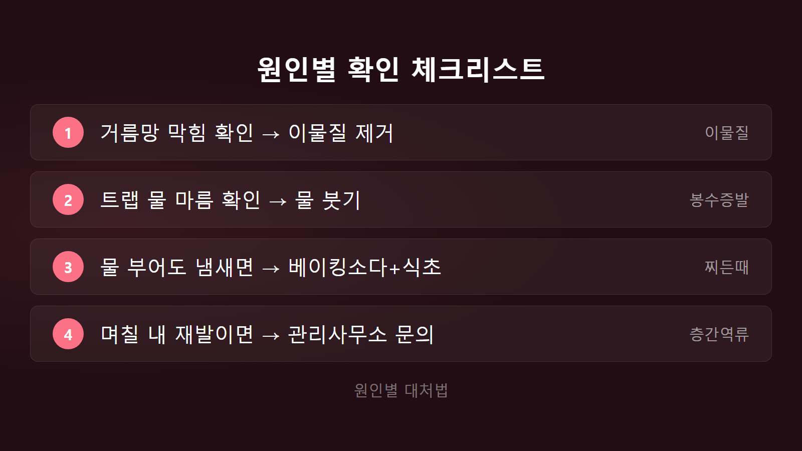 베란다 배수구 냄새 원인 4가지 확인 체크리스트 이미지