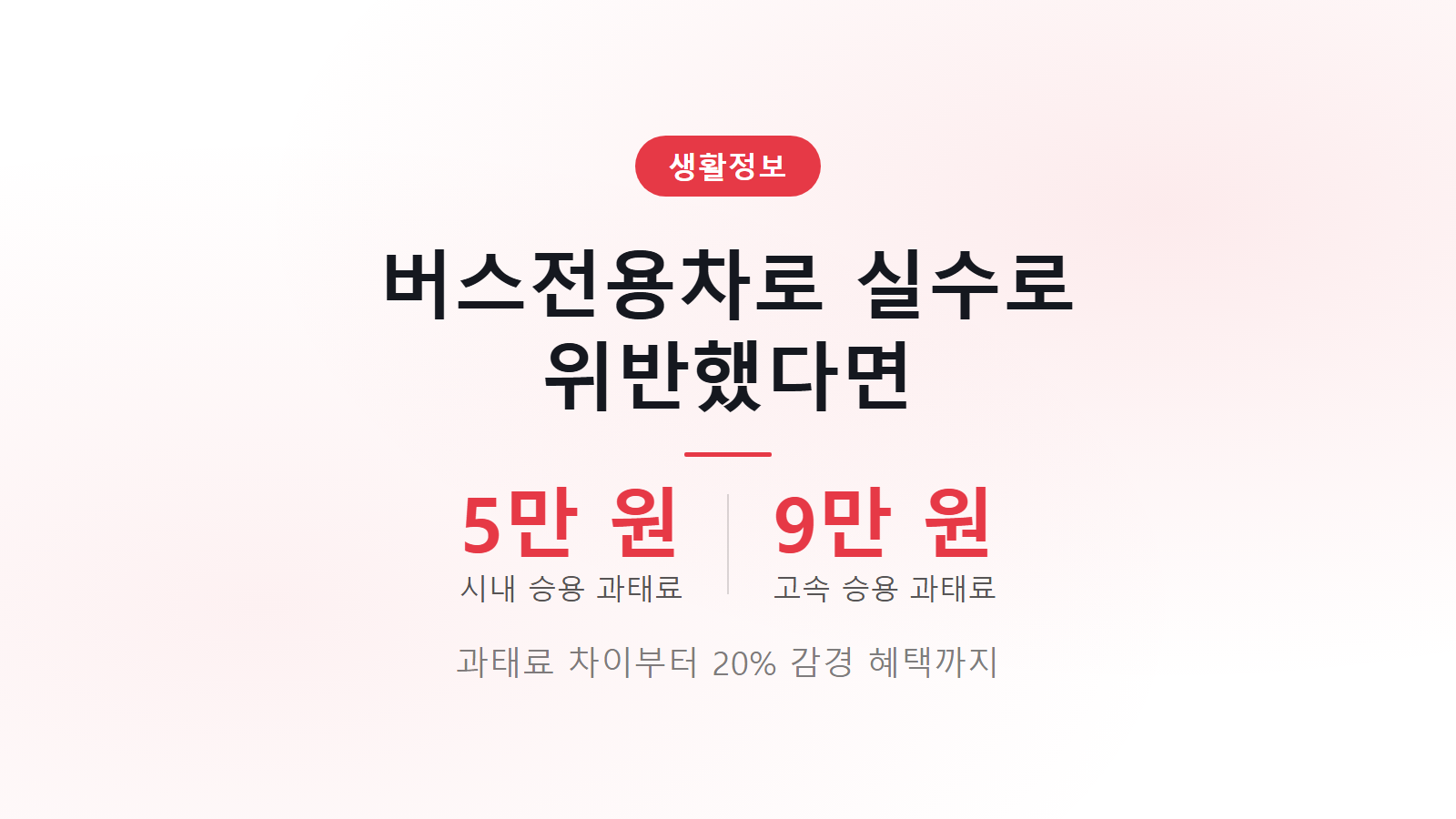 버스전용차로 실수로 위반했을 때 시내 5만 원 고속 9만 원 과태료 조회 안내 이미지