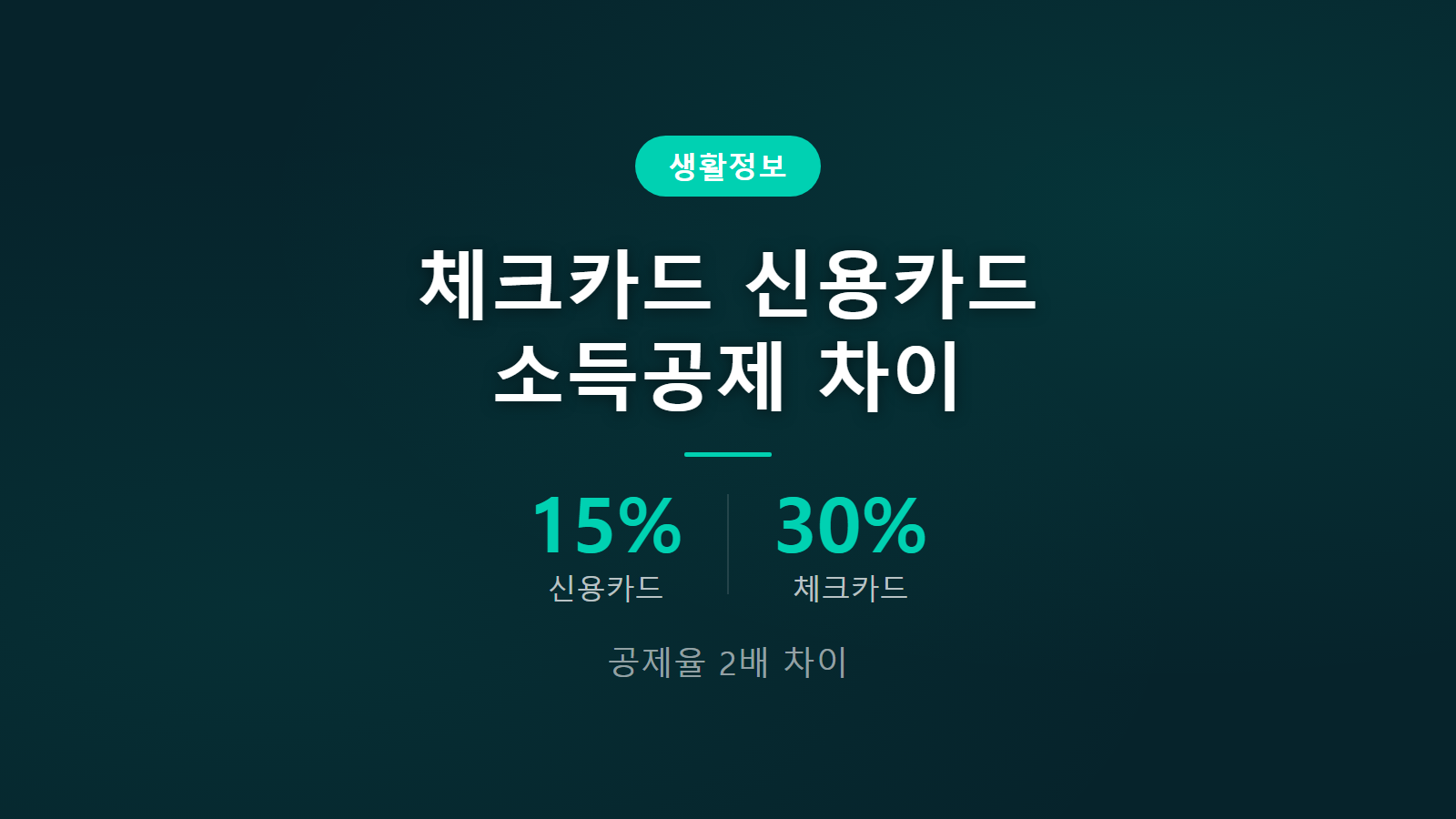 체크카드 신용카드 소득공제 차이 결제수단별 공제율 비교 안내 이미지