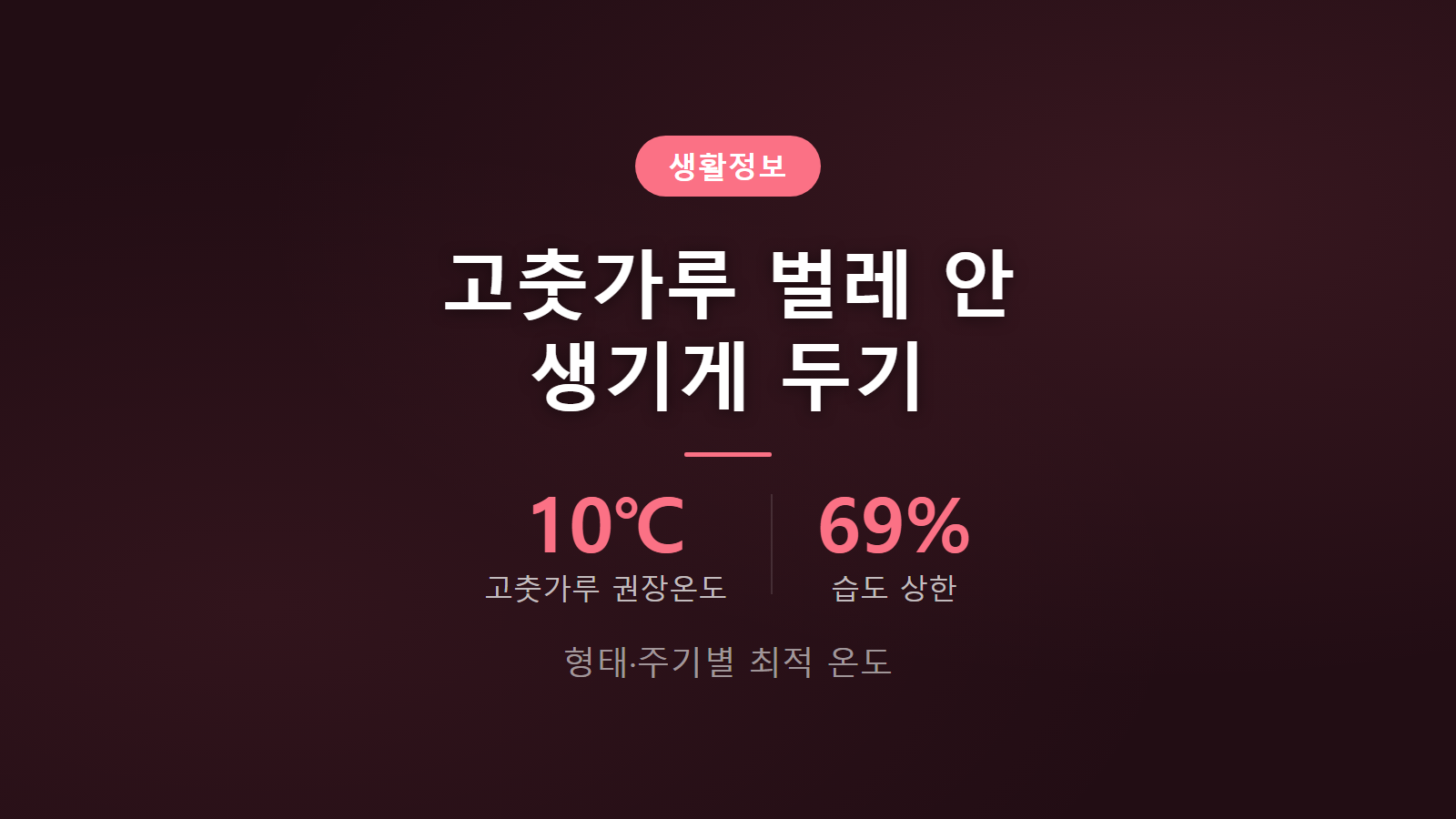 고춧가루 벌레 안 생기게 두는 법 10도 전후 보관 습도 관리 이미지