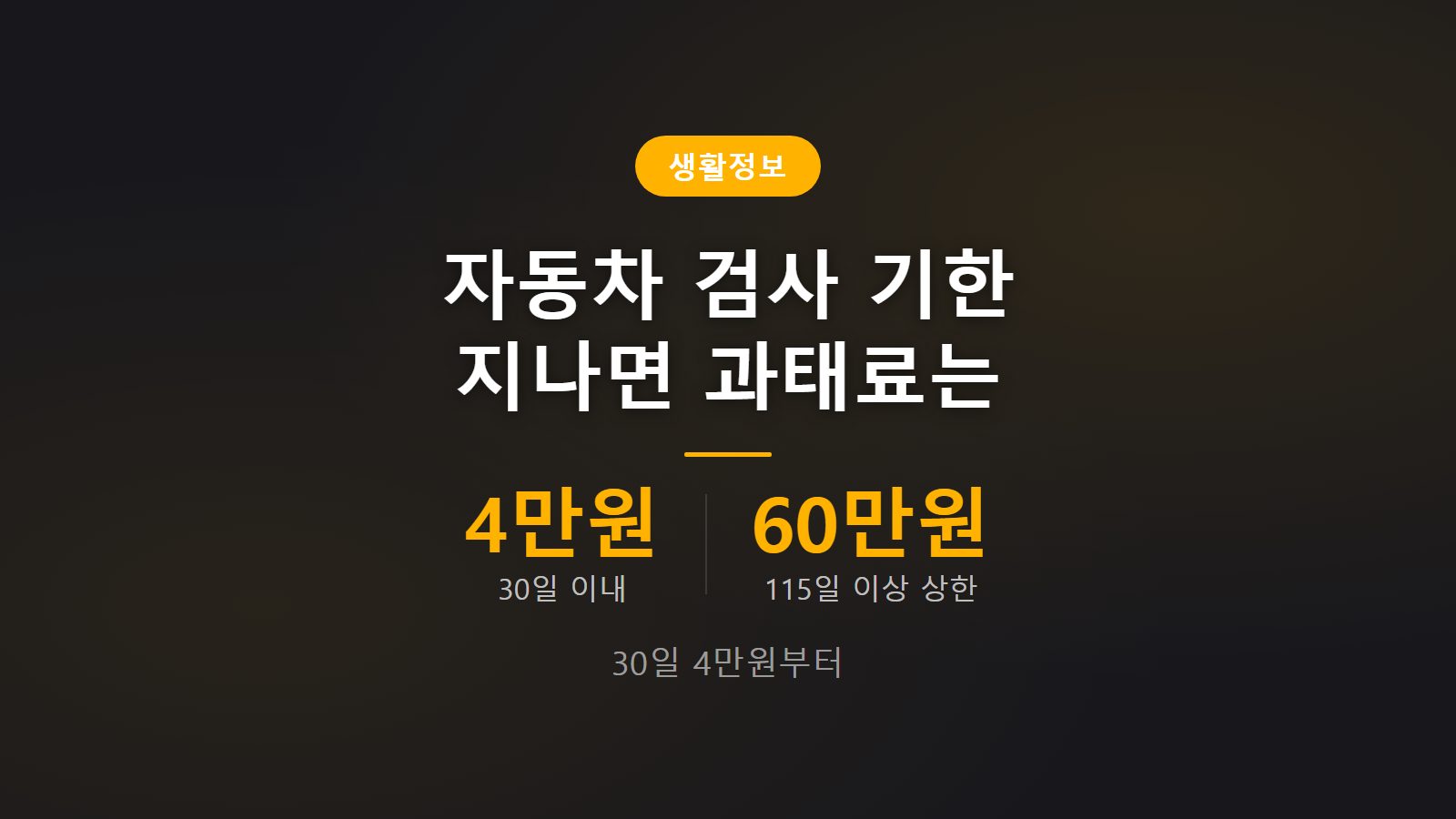 자동차 검사 기한 지나면 과태료 30일 4만원 115일 60만원 안내 이미지