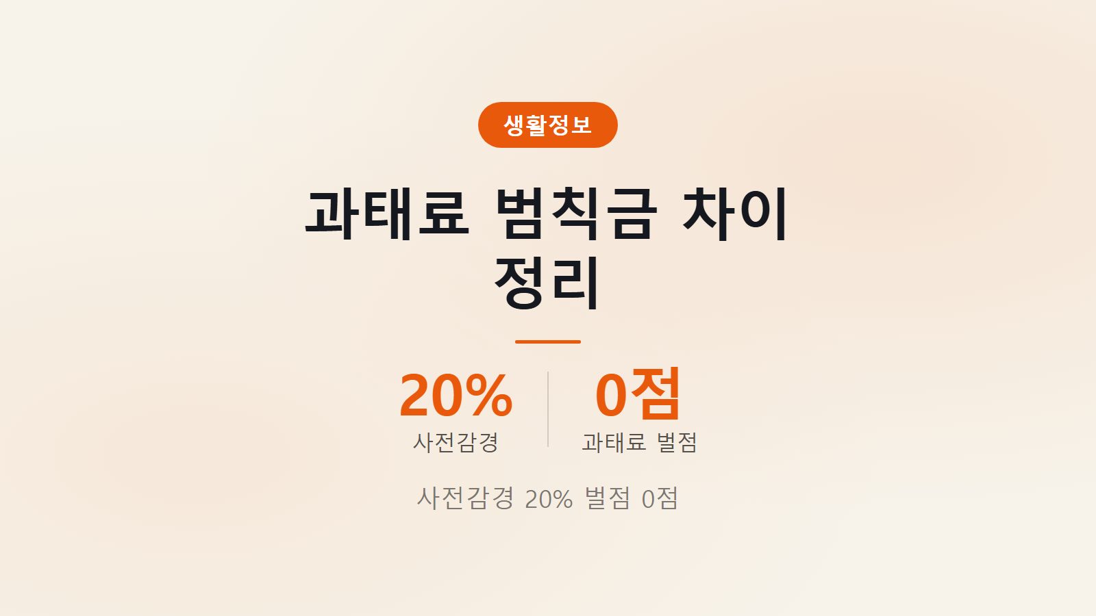 과태료 범칙금 차이 벌점 있나 사전납부 20 퍼센트 감경 혜택 비교 썸네일 이미지