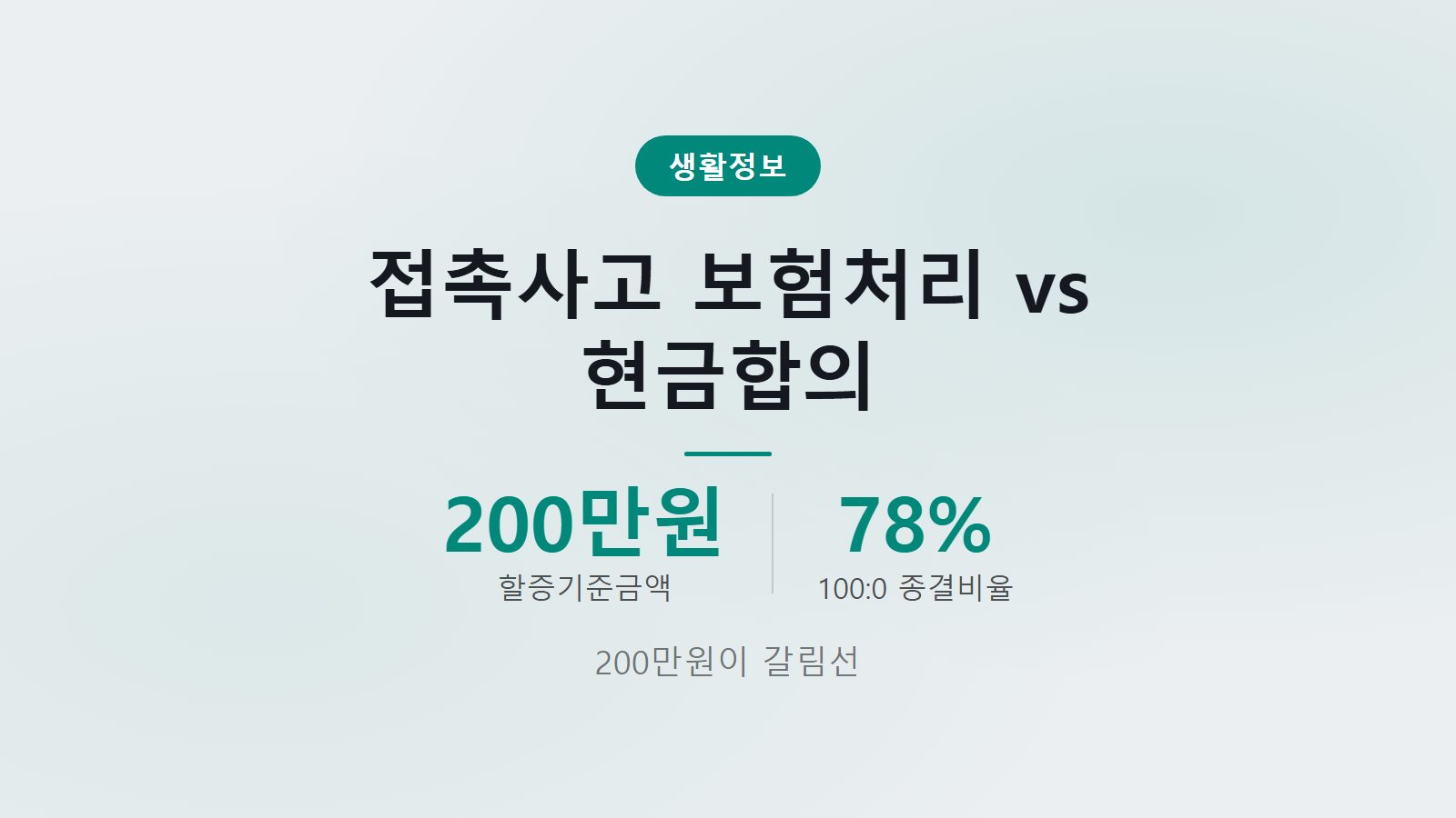 접촉사고 보험처리 현금합의 200만원 기준 판단법 이미지