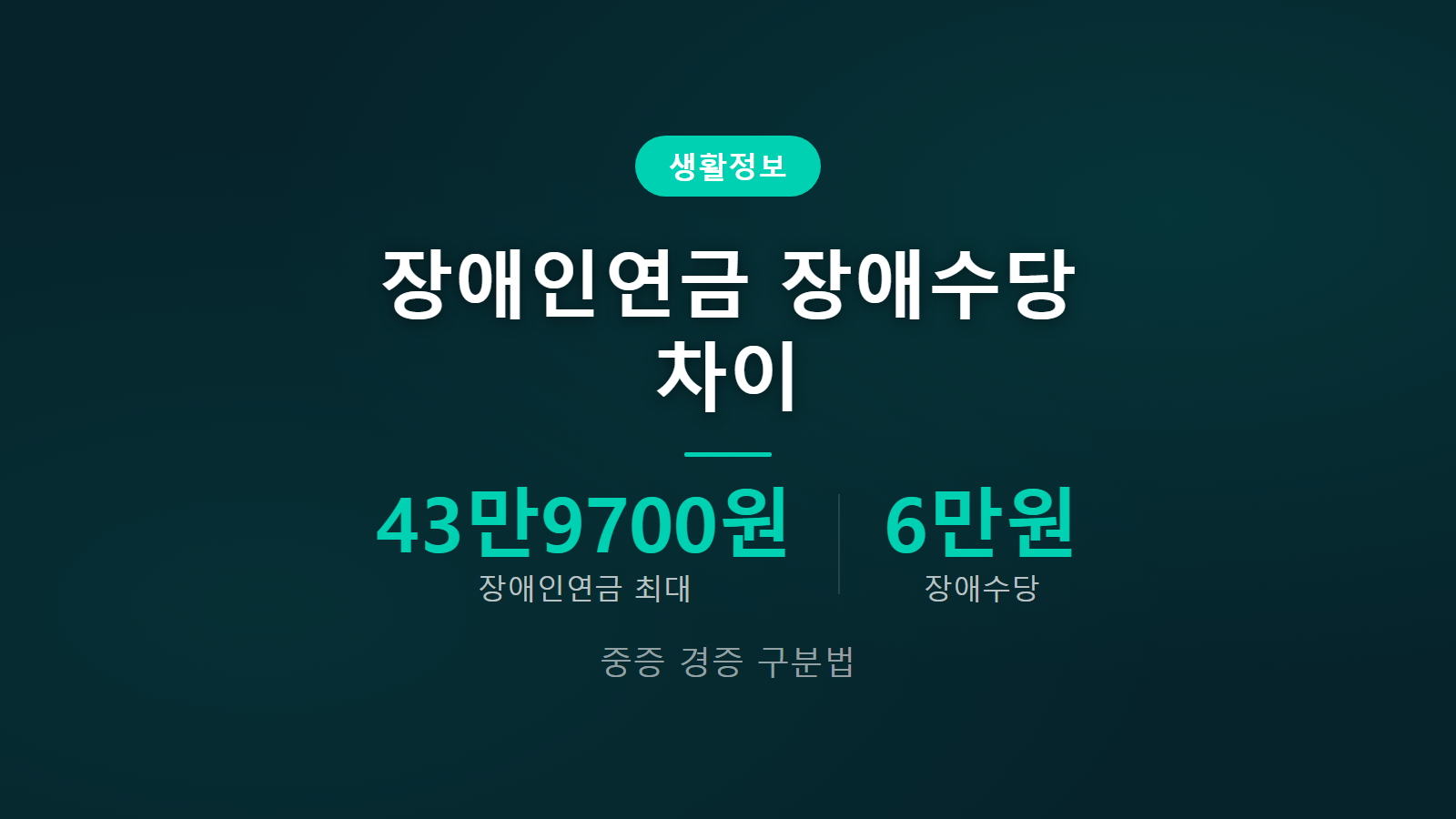 장애인연금 장애수당 차이 중증 경증 구분 최대 43만원 지급 비교 이미지